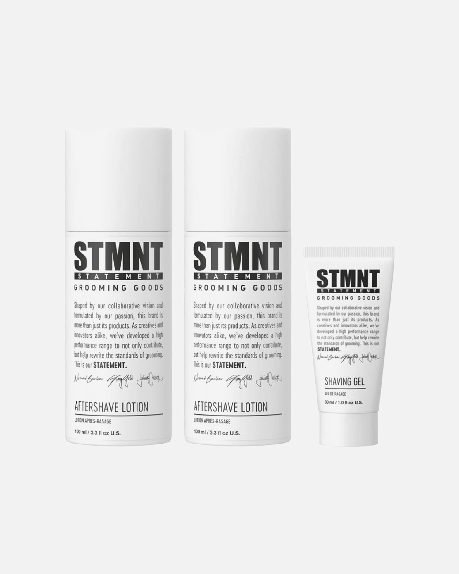 Rasiergel für Unisex STMNT Grooming Goods Aftershave Lotion 2er Set + Mini Shaving Gel 1 Stück