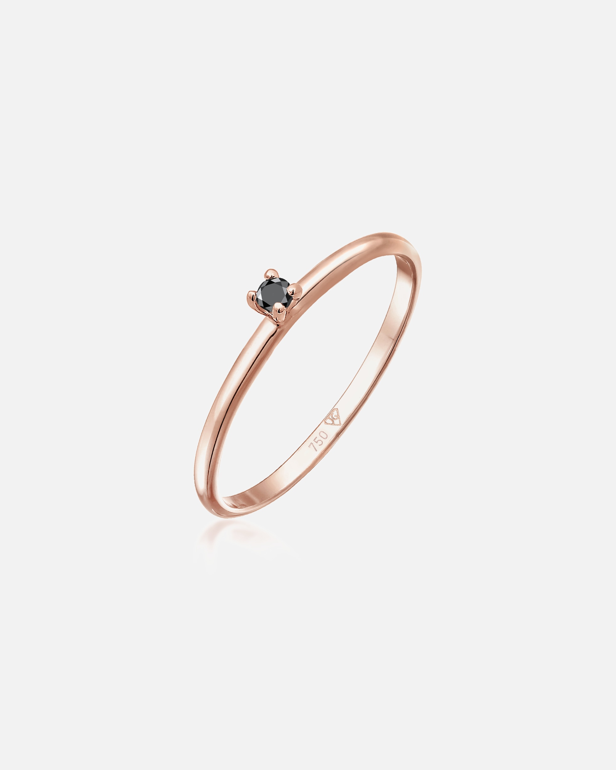 Ring für Weiblich Elli DIAMONDS Solitär Schwarzer Diamant (0.015 ct) 750 Roségold 52