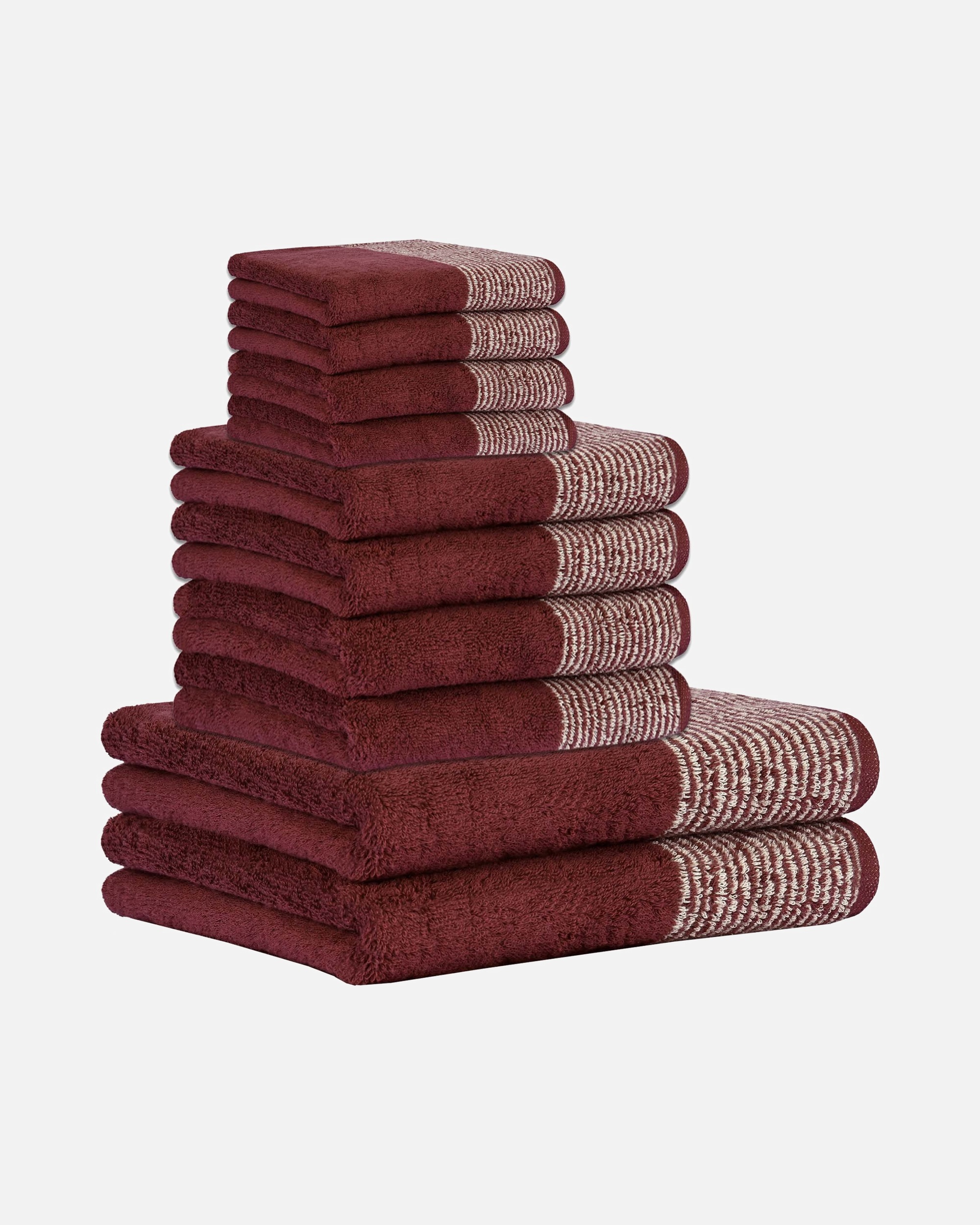 Handtuch für Unisex Cawö Handtuch 10er Pack 'Luxury Home C Two-Tone' Bordeaux