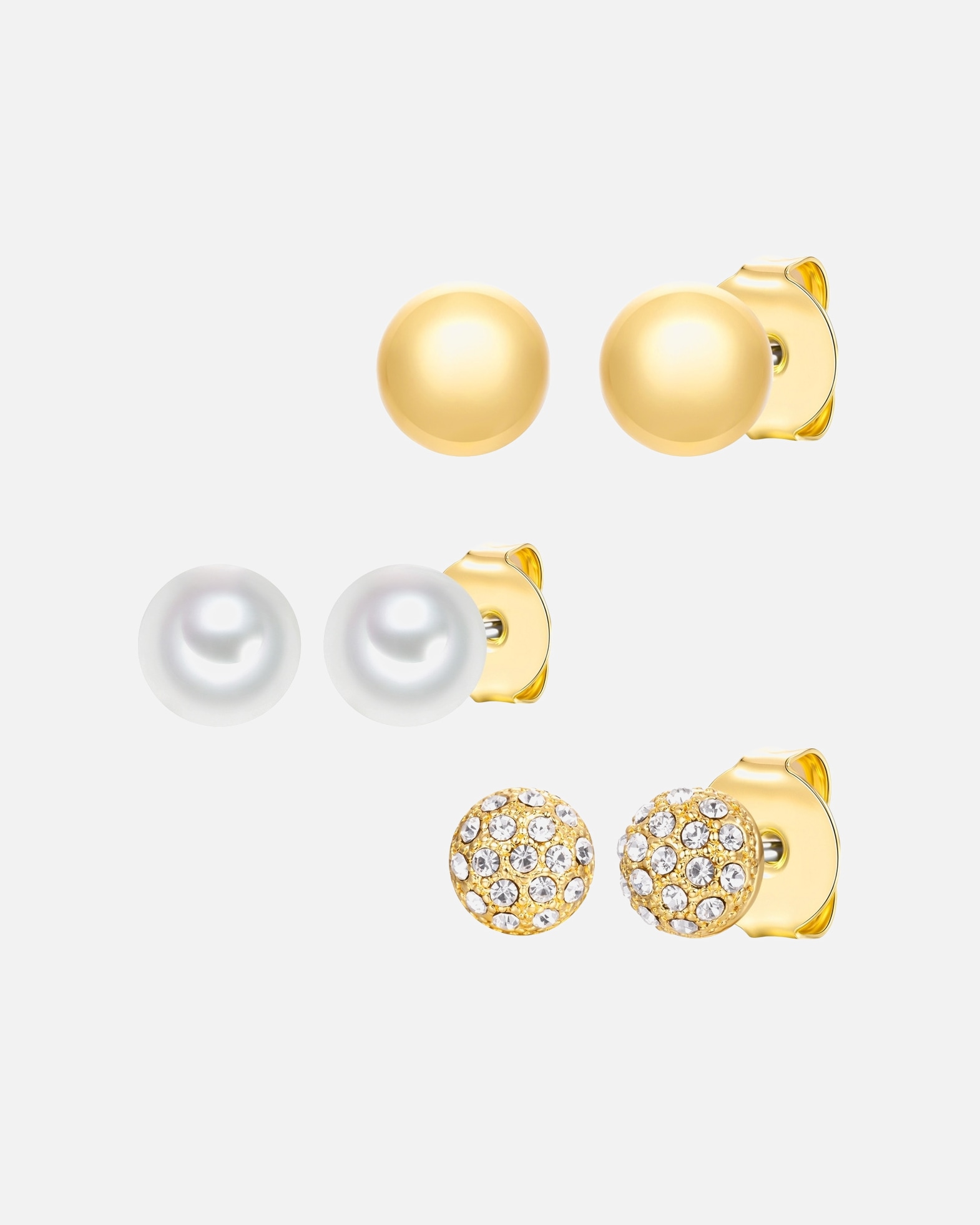Ohrringe für Weiblich Lulu & Jane Perlen-Ohrstecker aus Metall-Legierung in gelbgold mit Glaskristall Glasperle 8,0/7,9/7,2 mm