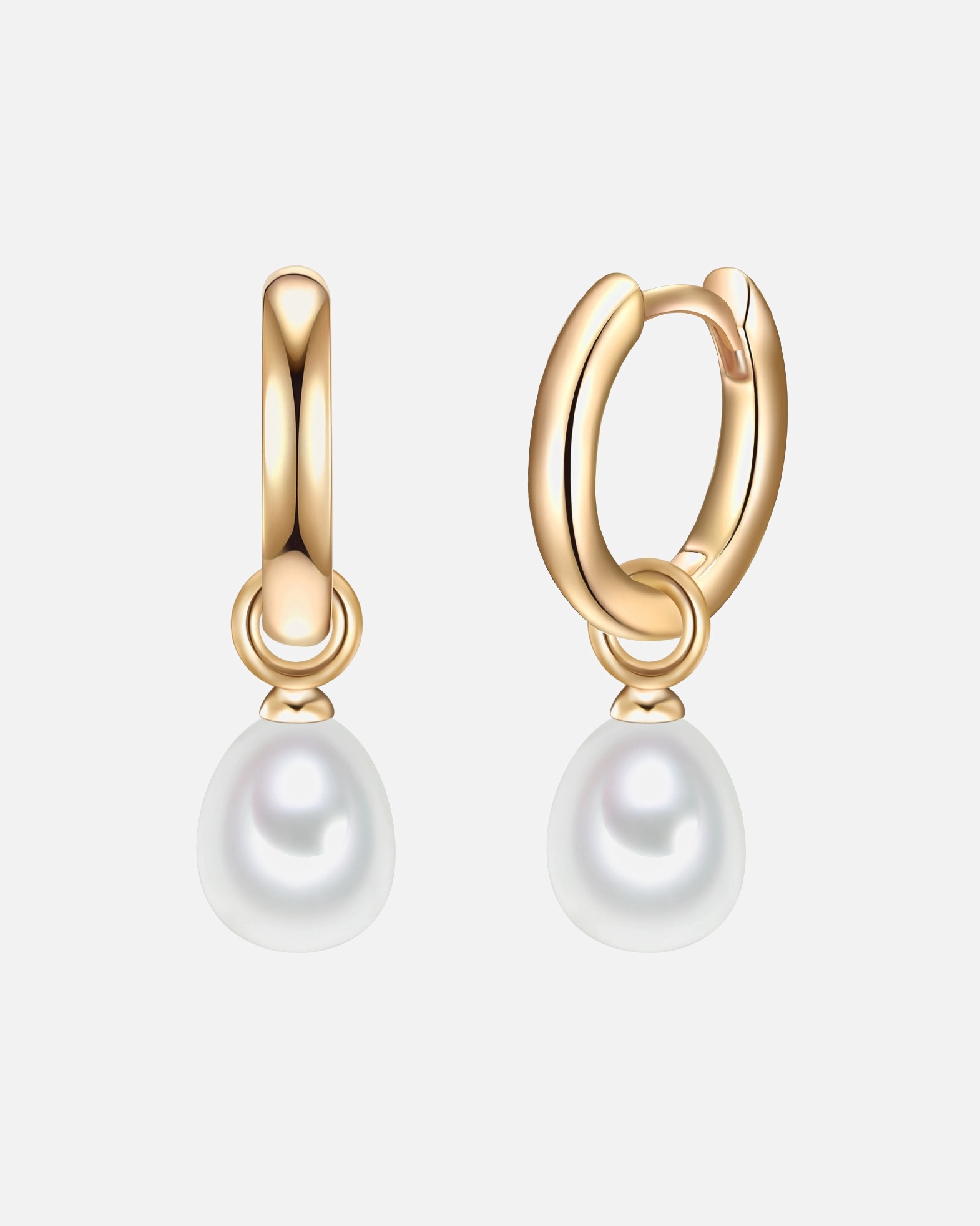 Creolen für Weiblich Valero Pearls Creolen aus Sterling Silber in gelbgold mit Süßwasser-Zuchtperle 1 Stück