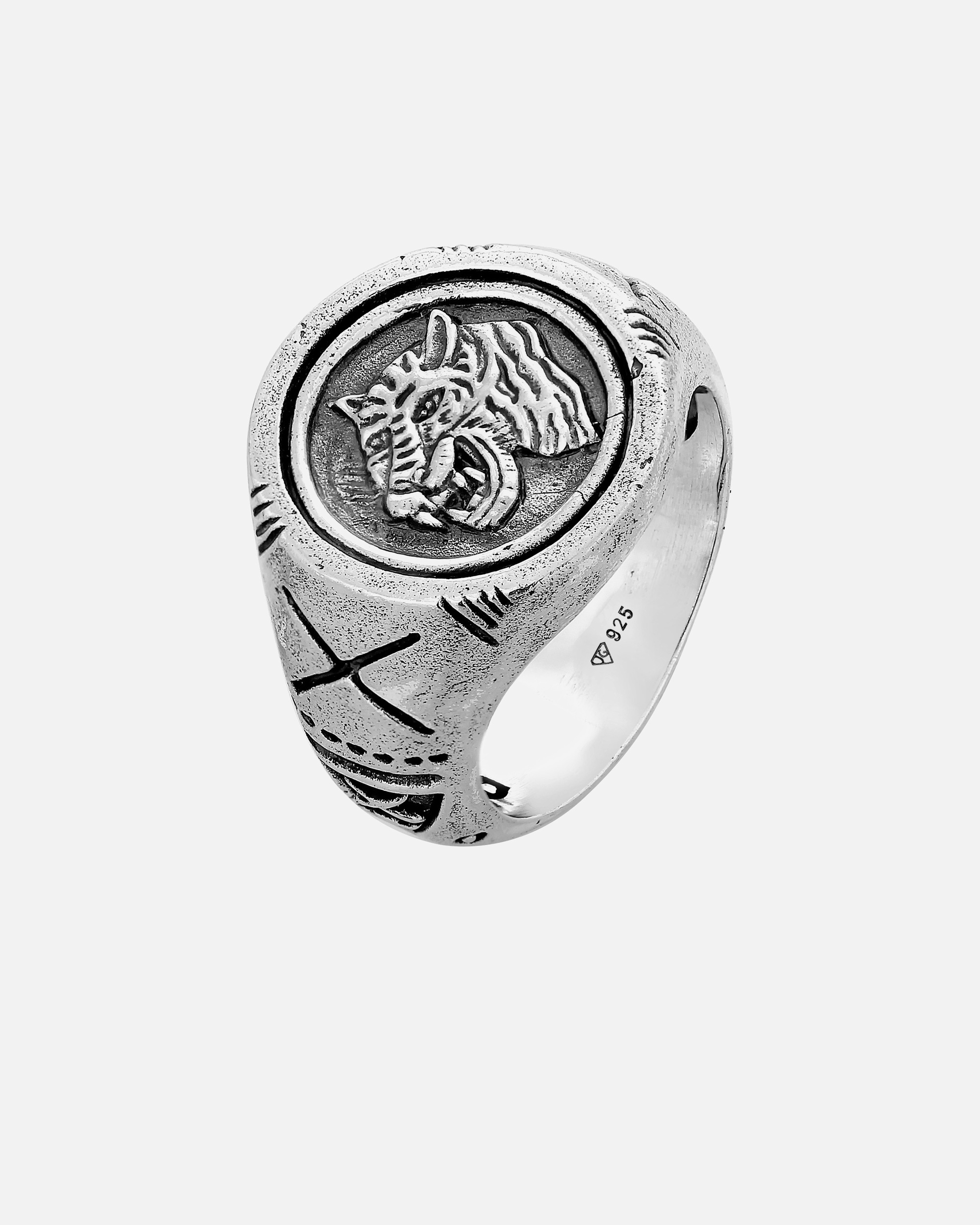 Ring für Männlich Haze & Glory Default Brand Line Siegelring - Tiger 925 Silber 60