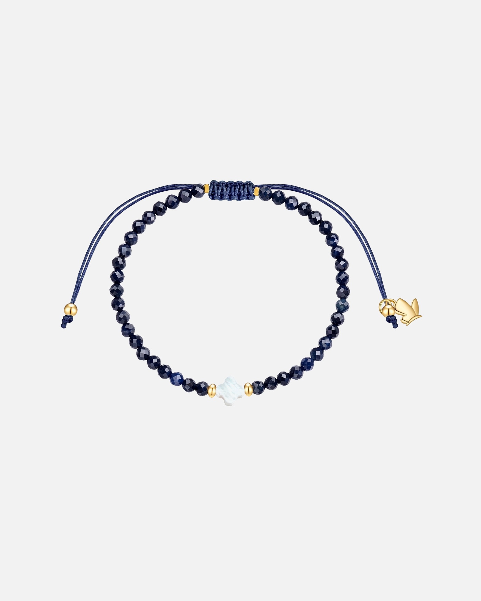 Armband für Weiblich Glanzstücke München Armband Clover aus Edelstahl in Gelbgold mit Saphir und Muschelkernperle 15,0 - 22,0 cm, flexibel einstellbar
