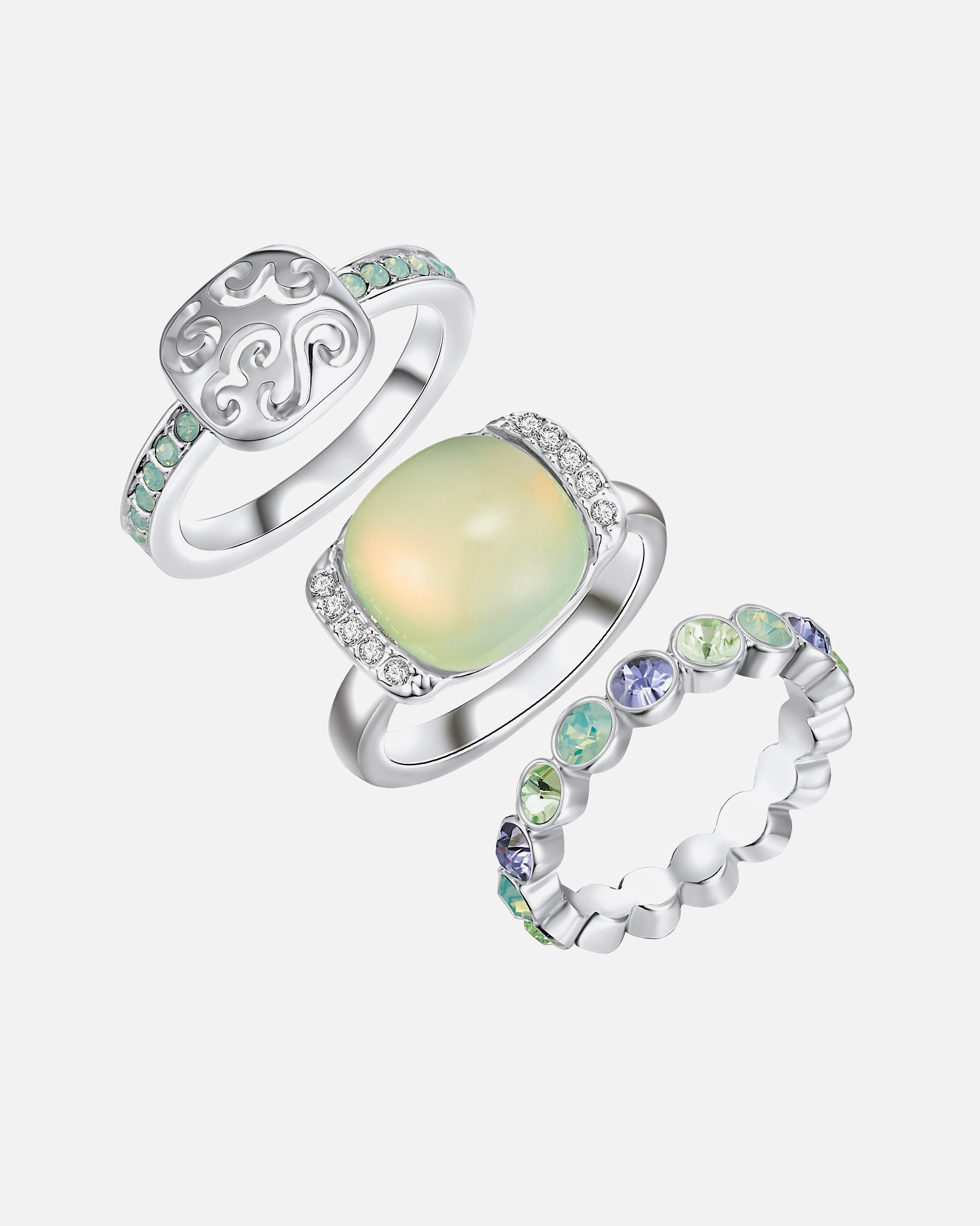 Ring für Weiblich Lulu & Jane Ring aus Metall-Legierung in Silber mit verziert mit Kristallen von Swarovski® 50