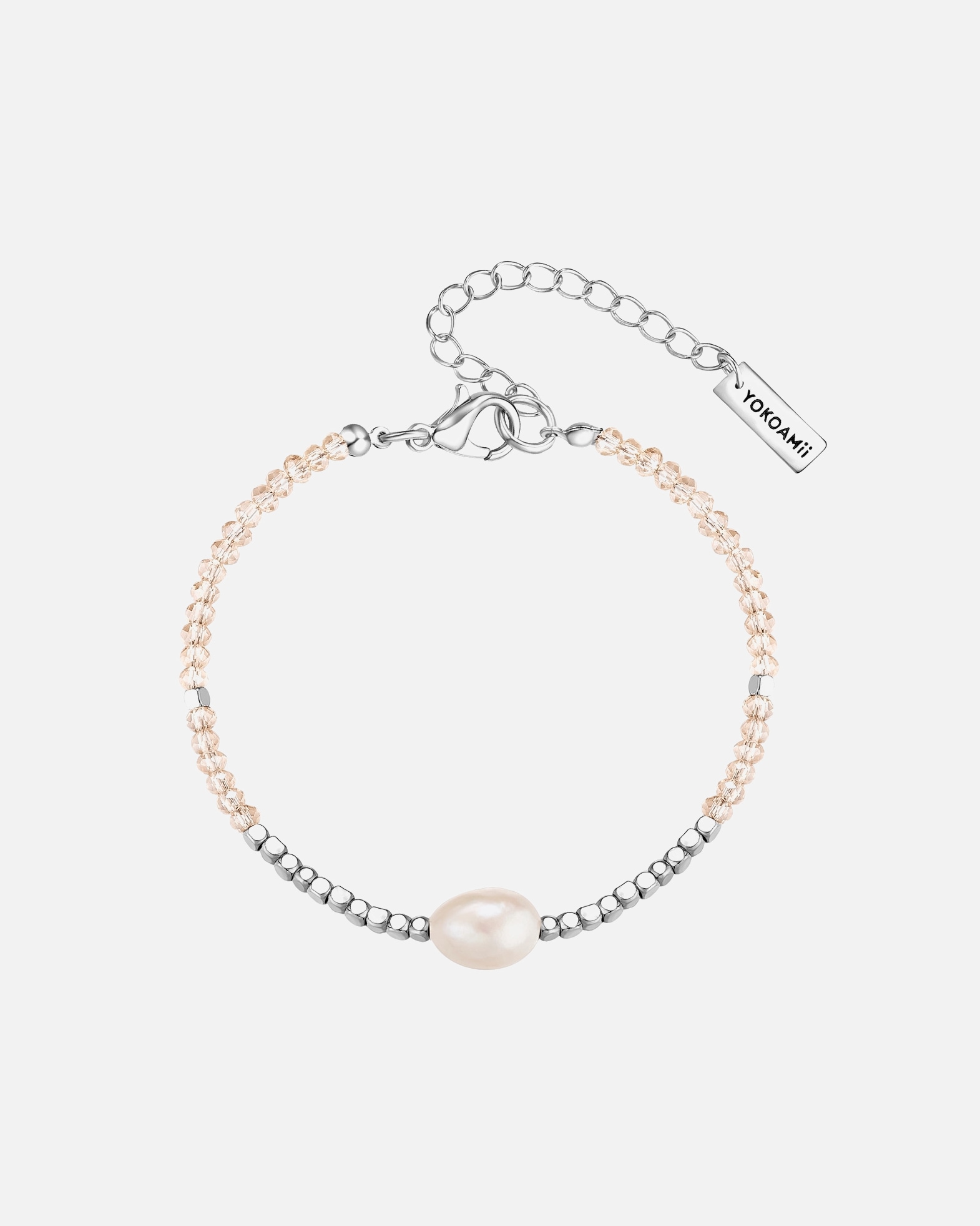 Armband für Weiblich Yokoamii Armband aus Metall-Legierung in Silber mit Glas und Süßwasser-Zuchtperle 1 Stück