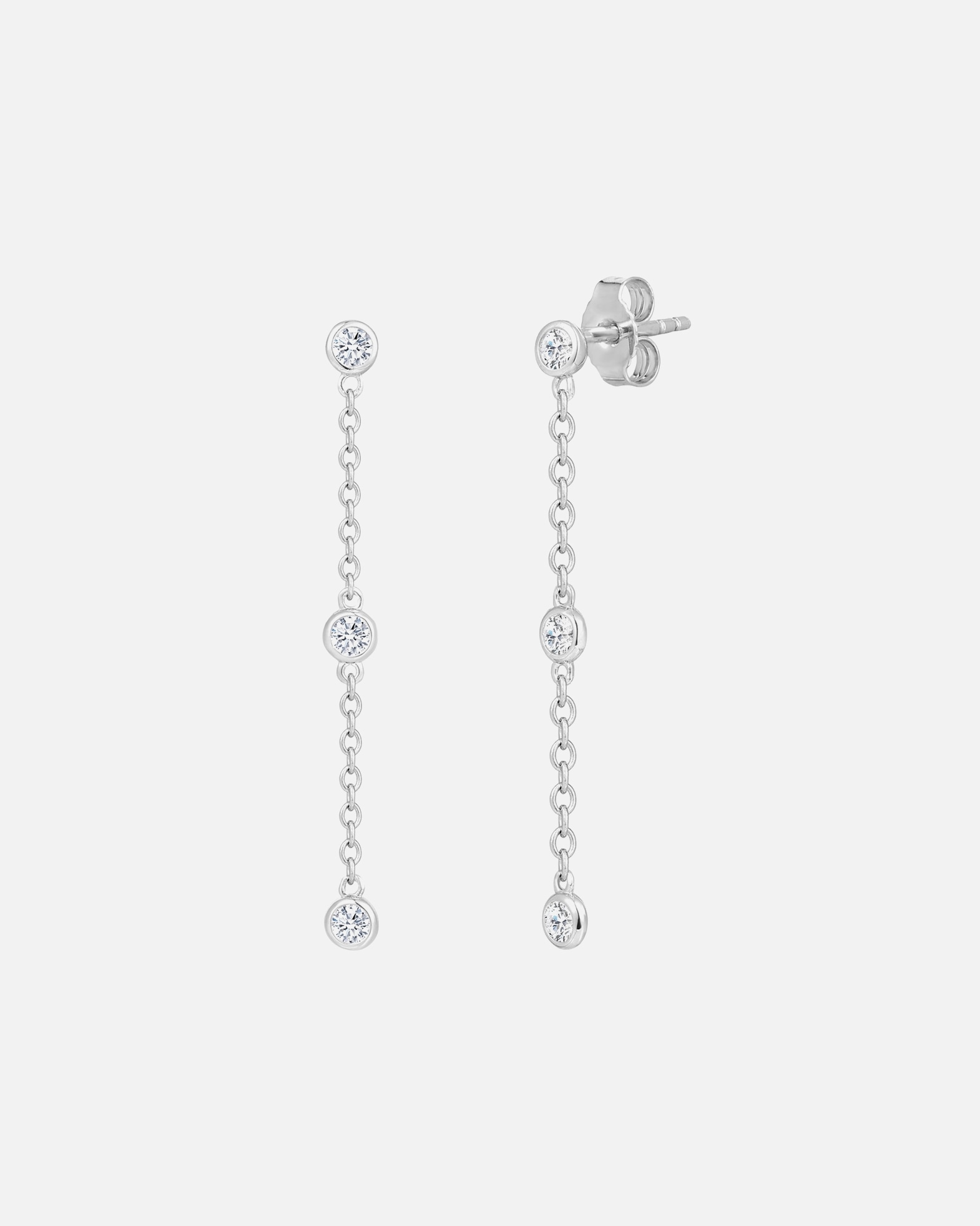 Ohrringe für Weiblich Trilani Ohrhänger aus Sterling Silber in Silber mit Zirkonia 1 Stück