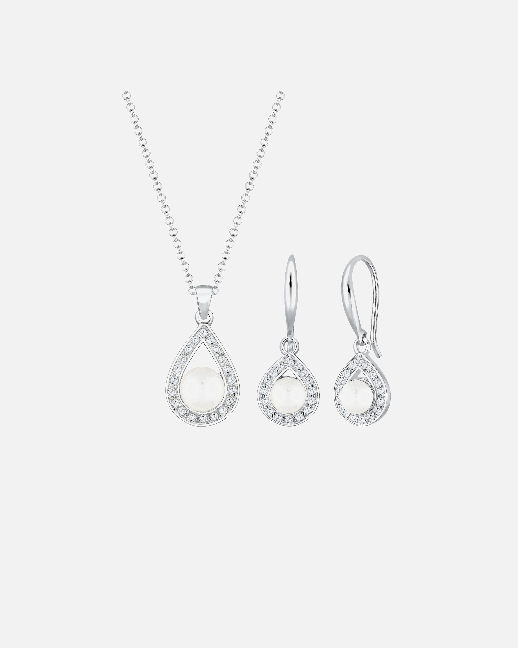 Schmuckset für Weiblich Elli PREMIUM Tropfen Süßwasserzuchtperle Zirkonia 925 Silber 1 Stück