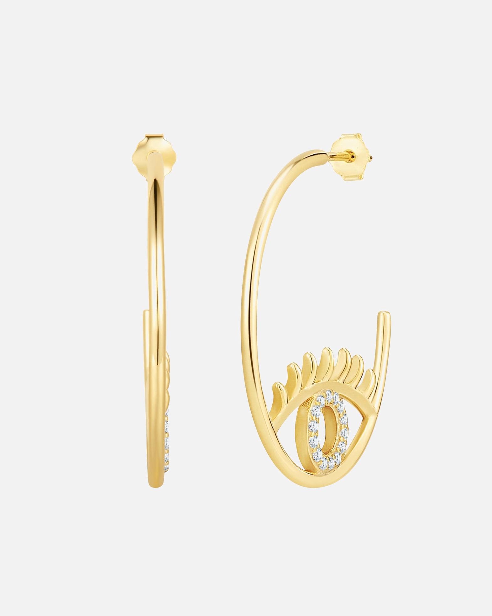 Creolen für Weiblich Glanzstücke München Creolen Allsehendes Auge aus Sterling Silber in Gelbgold mit Zirkonia 1 Stück