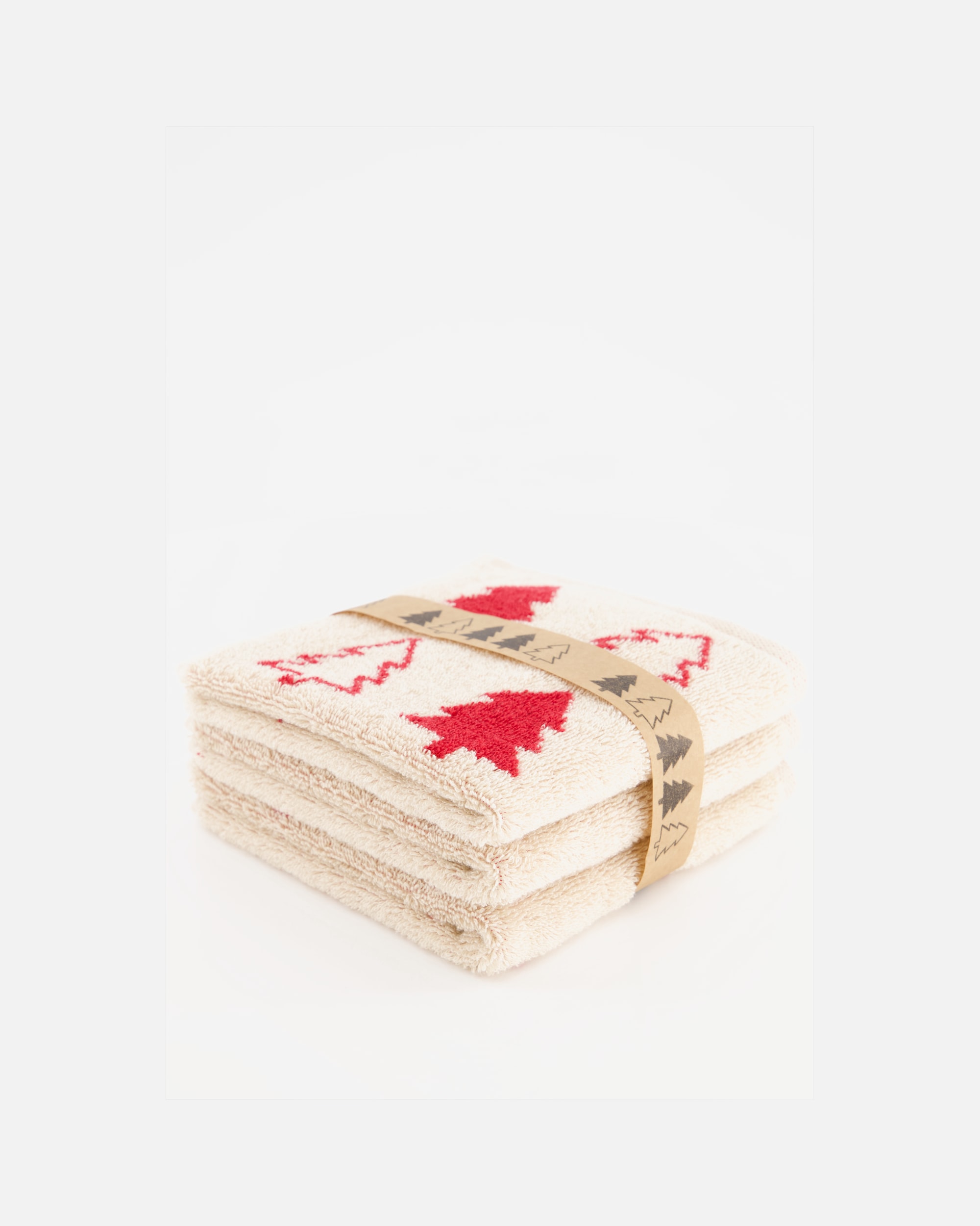 Handtuch für Unisex Cawö Cawö Seiftücher Christmas Edition Tannenbäume 794 natur-rot - 32 30x30 cm