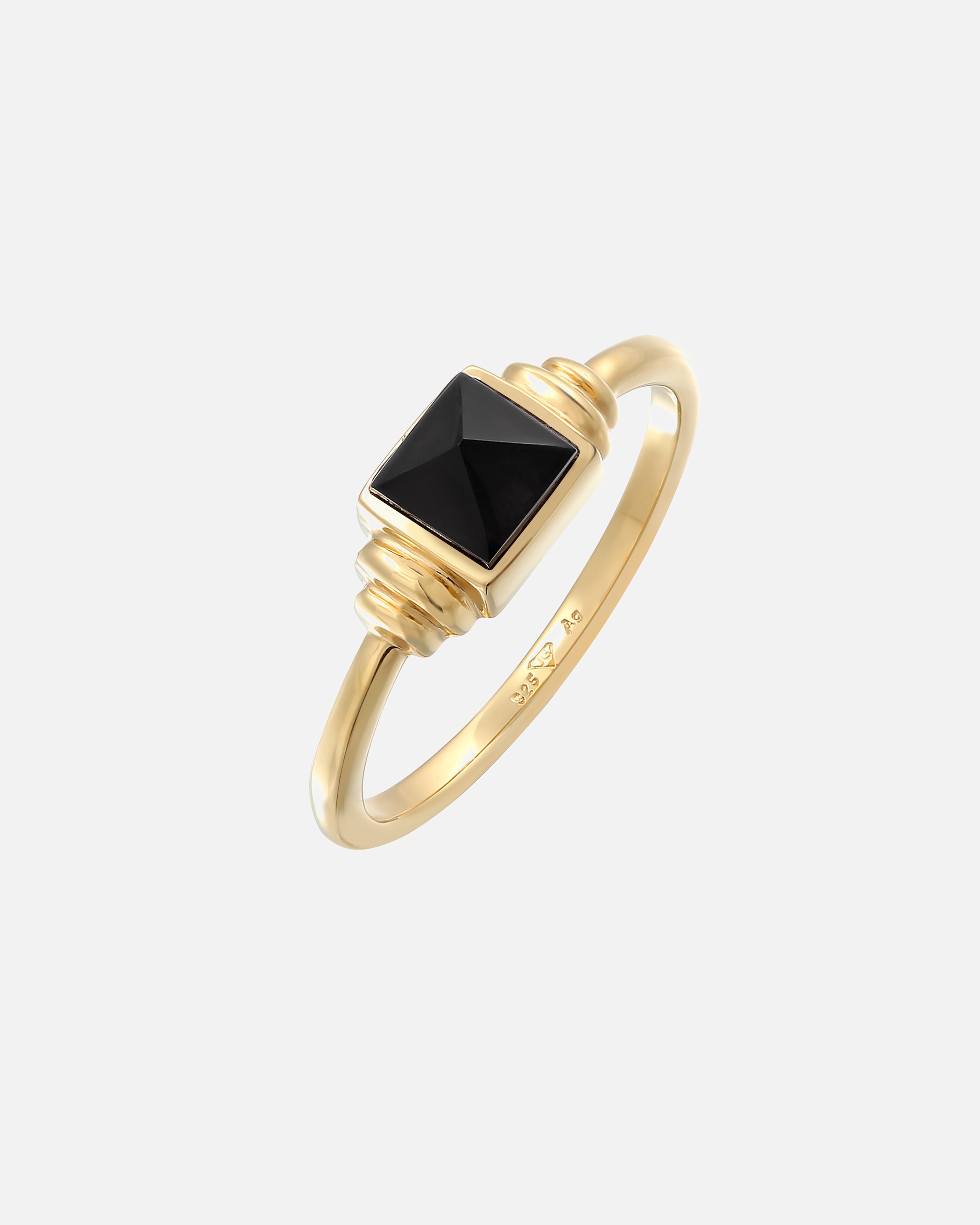 Ring für Weiblich Elli PREMIUM Onyx Quadrat Vintage 925 Silber 52