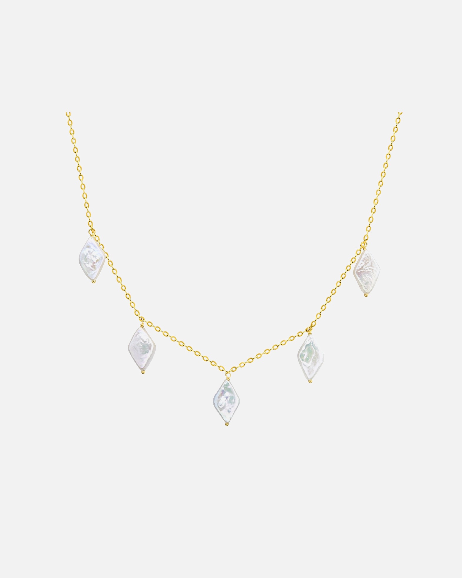 Halskette für Weiblich Valero Pearls Perlen-Kette Sterling Silber Süßwasser-Zuchtperle in Gelbgold 1 Stück