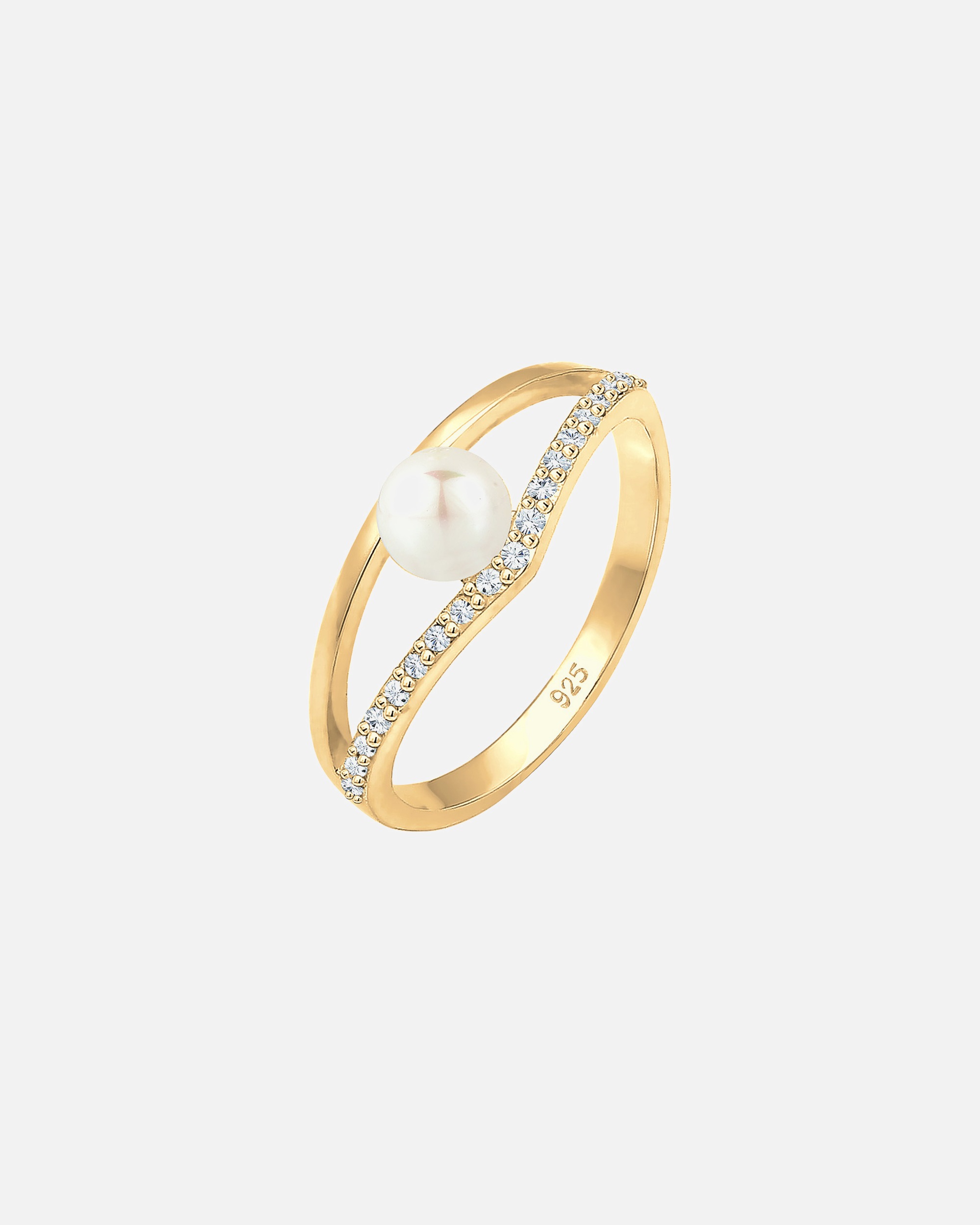 Ring für Weiblich Elli Süßwasserzuchtperle Kristalle 925 Sterling Silber 52
