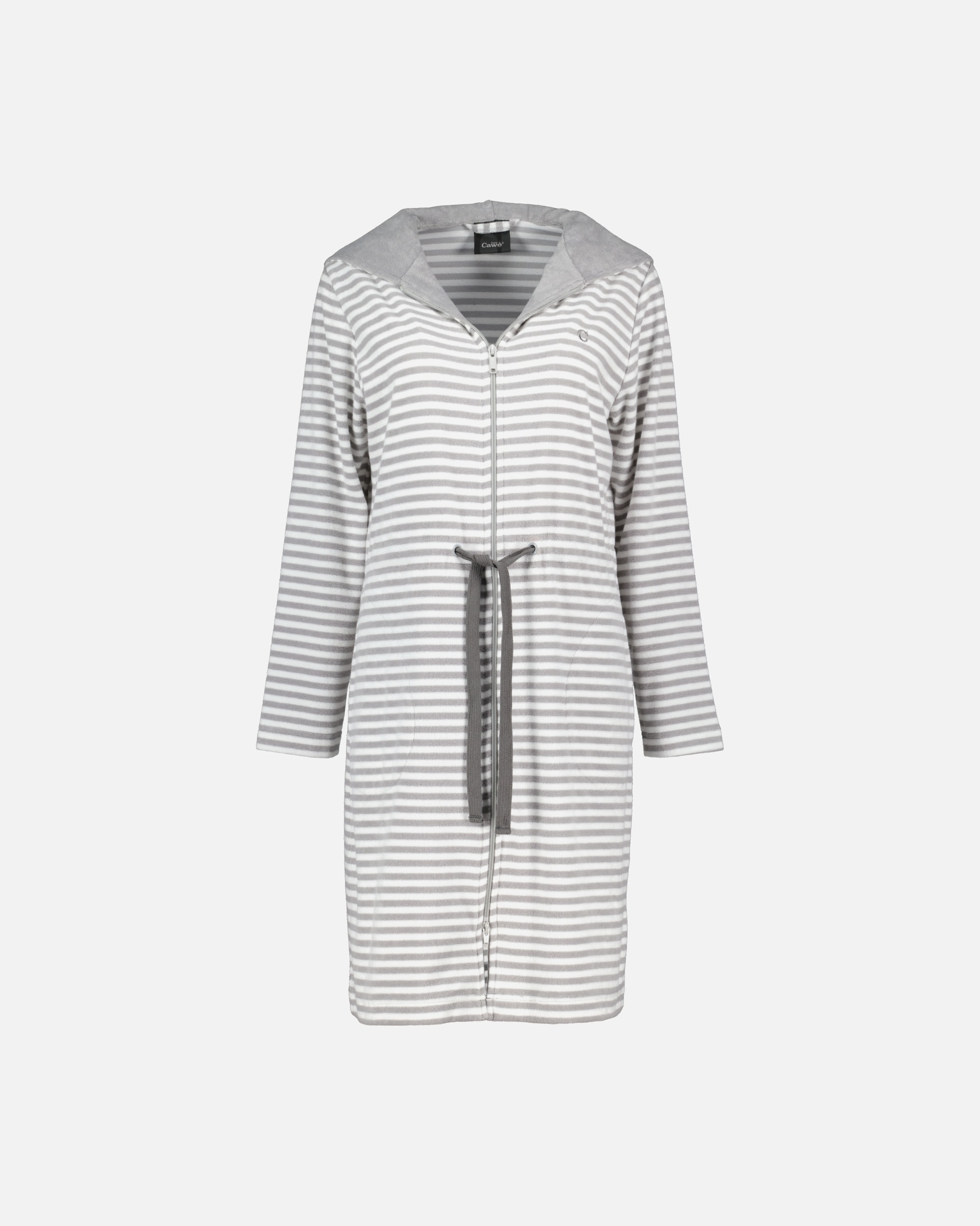 Bademantel für Weiblich Cawö Cawö Bademäntel Damen Kurzmantel mit Kapuze Campus 834 platin - 76 1 Stück