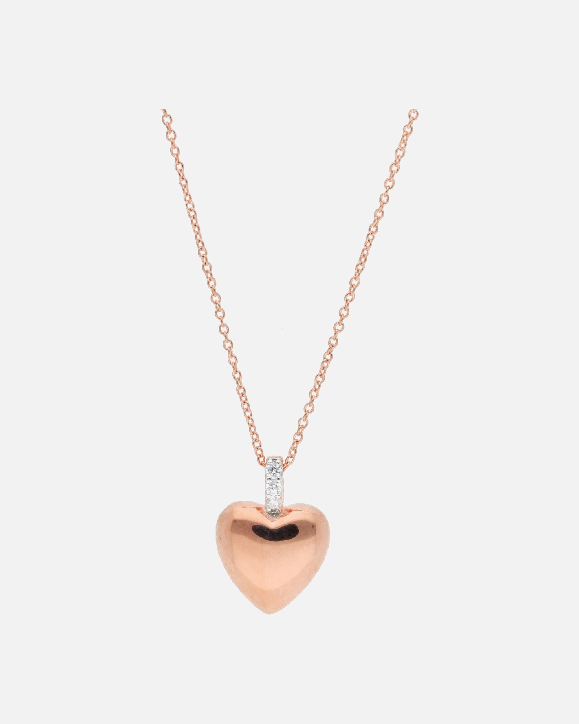 Halskette für Weiblich Smart Jewel Kette Anhänger Herz mit Zirkonia, rosé vergoldet, Silber 925 47 cm