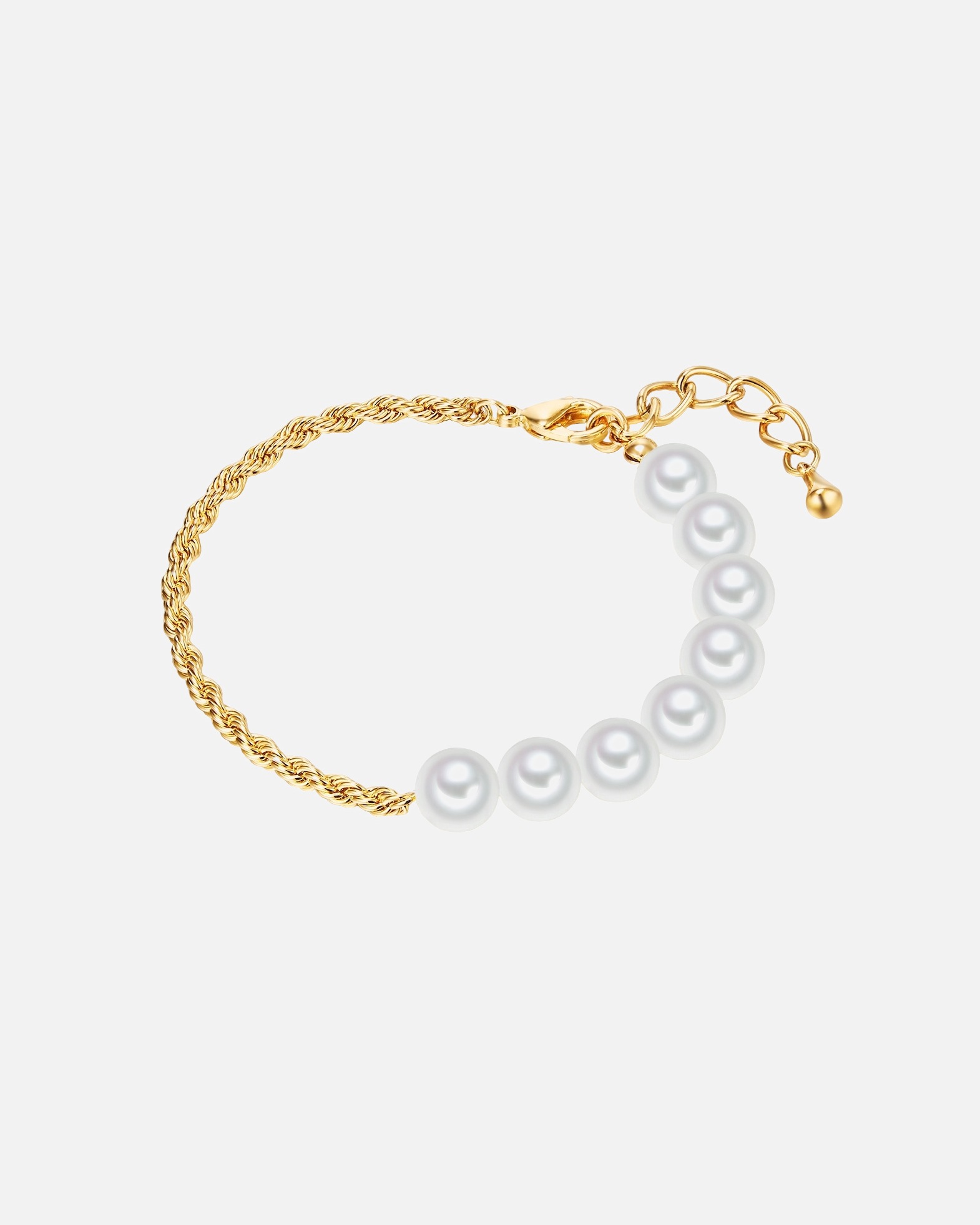 Armband für Weiblich Lulu & Jane Perlen-Armband aus Messing in Gelbgold mit Muschelkernperle 18,0 cm Basislänge + 3,0 cm Verlängerung