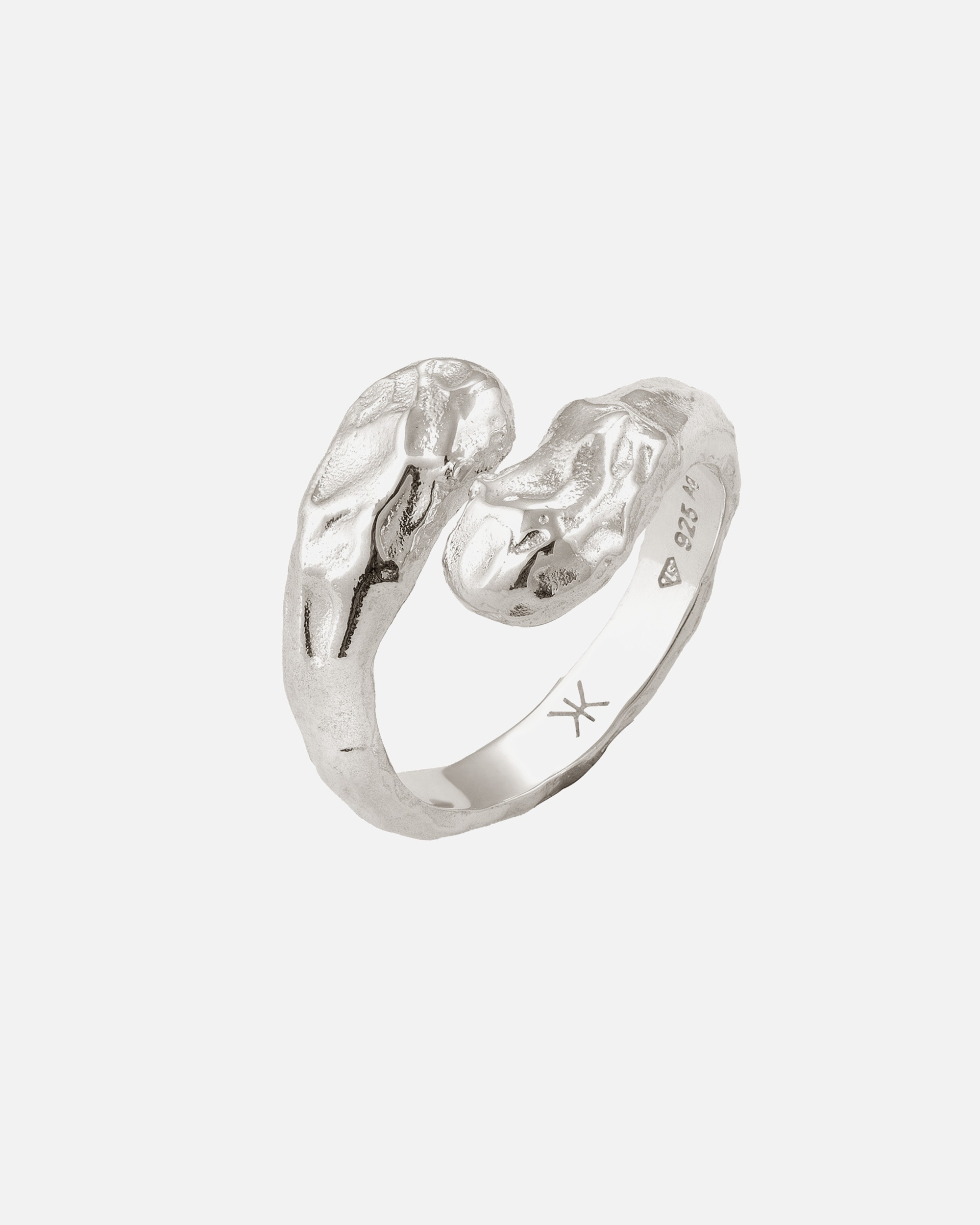 Ring für Männlich KUZZOI Wickelring Gehämmert 925 Sterling Silber 62