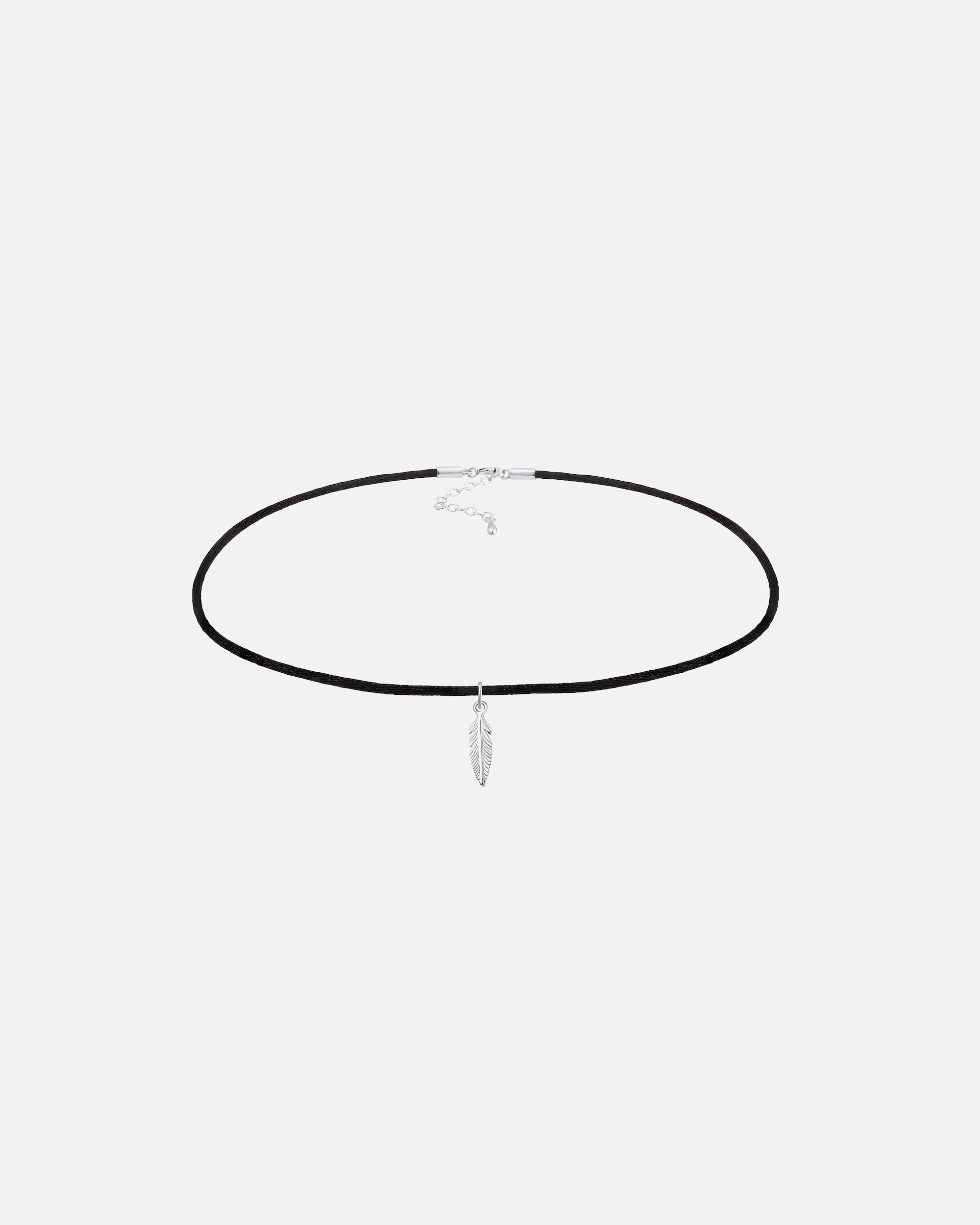 Halskette für Weiblich Elli Elli Naszyjnik Choker Feder Anhänger Satin Band Boho 925 Silber 1 Stück