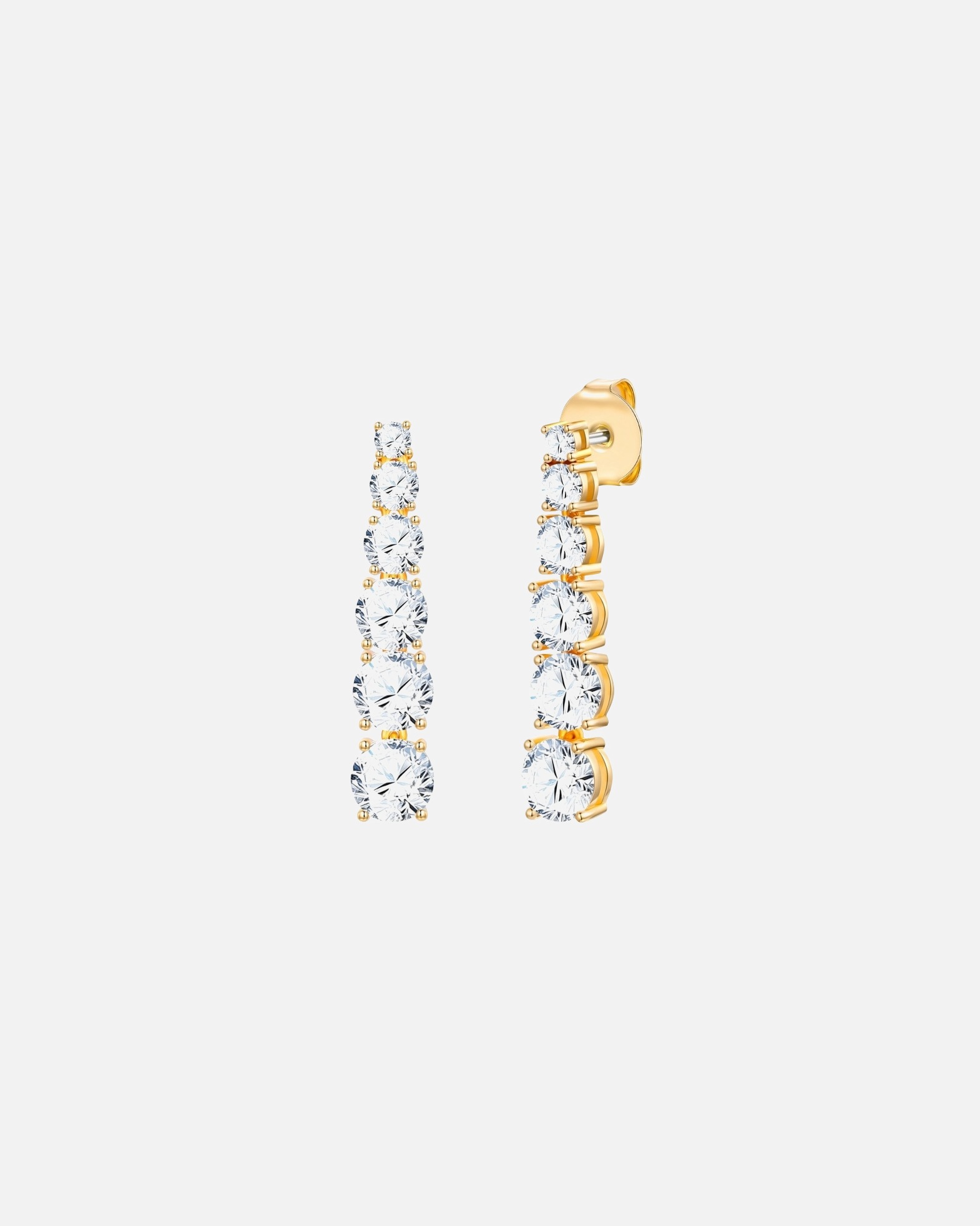 Ohrringe für Weiblich Lulu & Jane Ohrhänger aus Messing in Gelbgold mit Zirkonia 32,6 mm