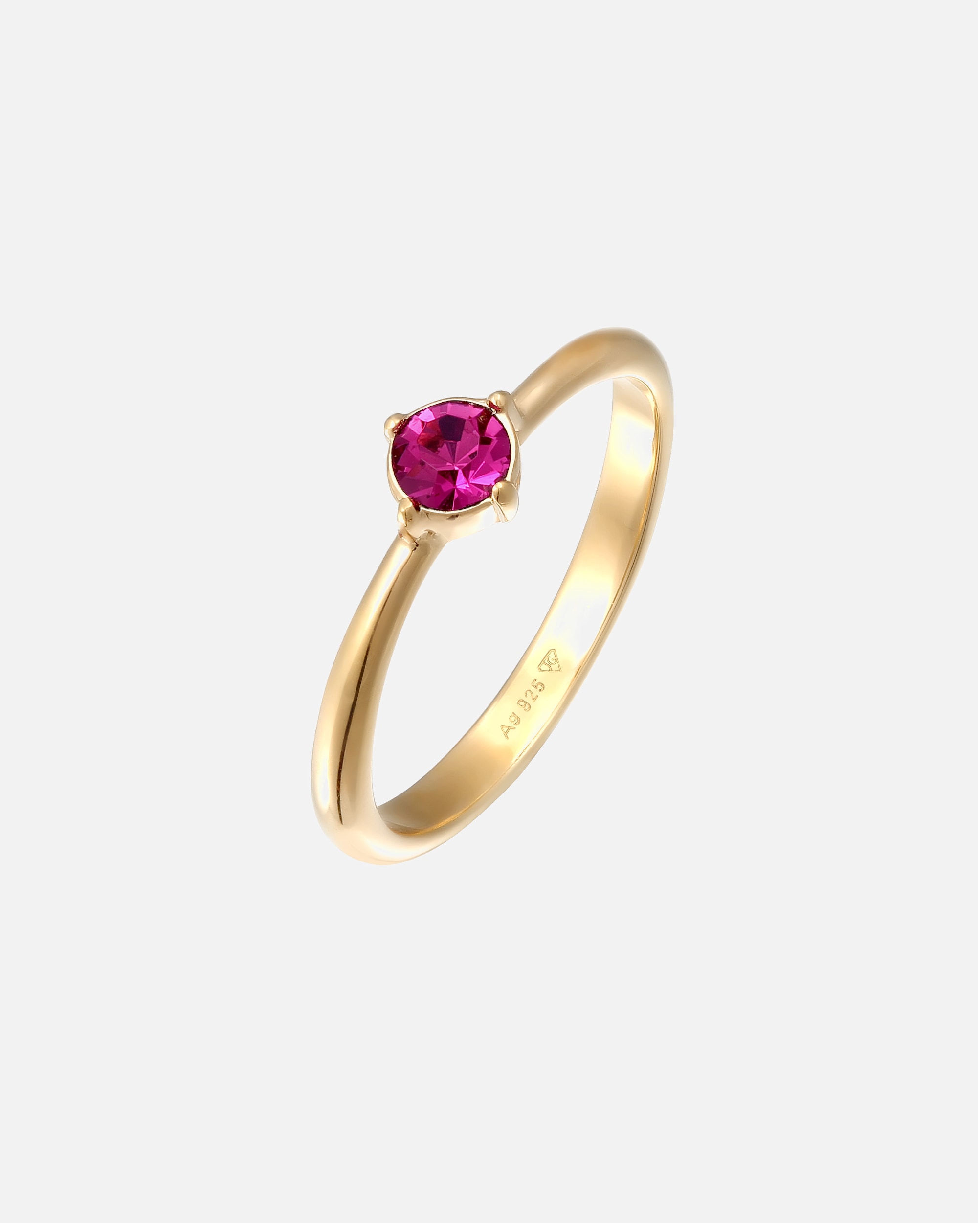Ring für Weiblich Elli Solitär Kristall Rot-Rosa Klassik 925 Silber 52