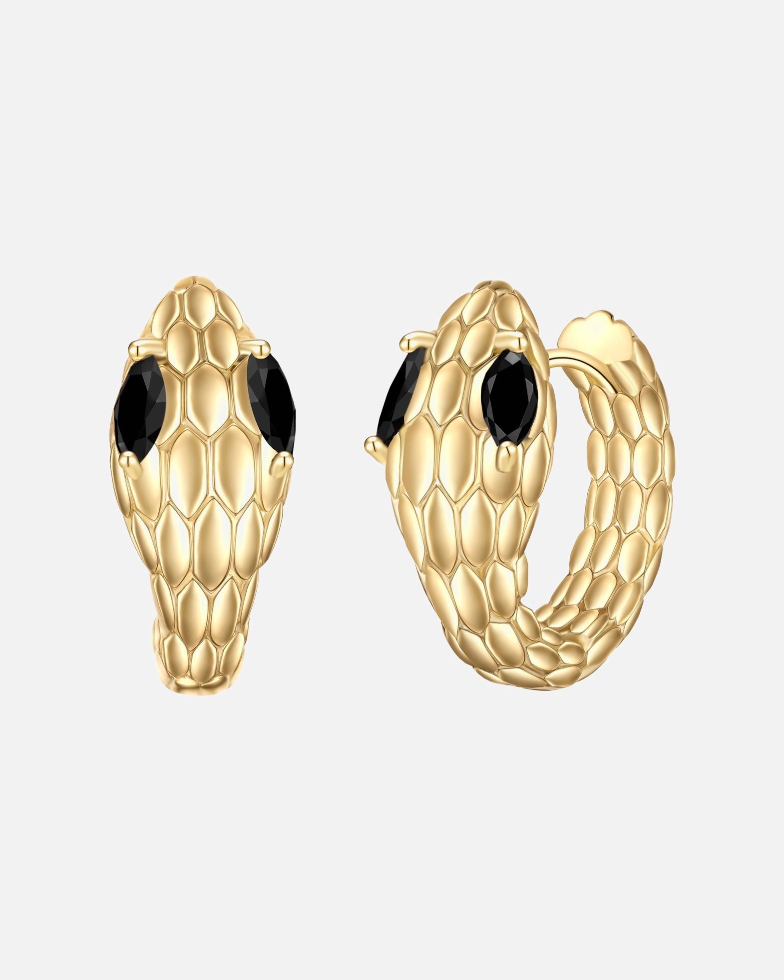 Creolen für Weiblich Yokoamii Creolen Schlange aus Messing in gelbgold mit Zirkonia 18,8 mm