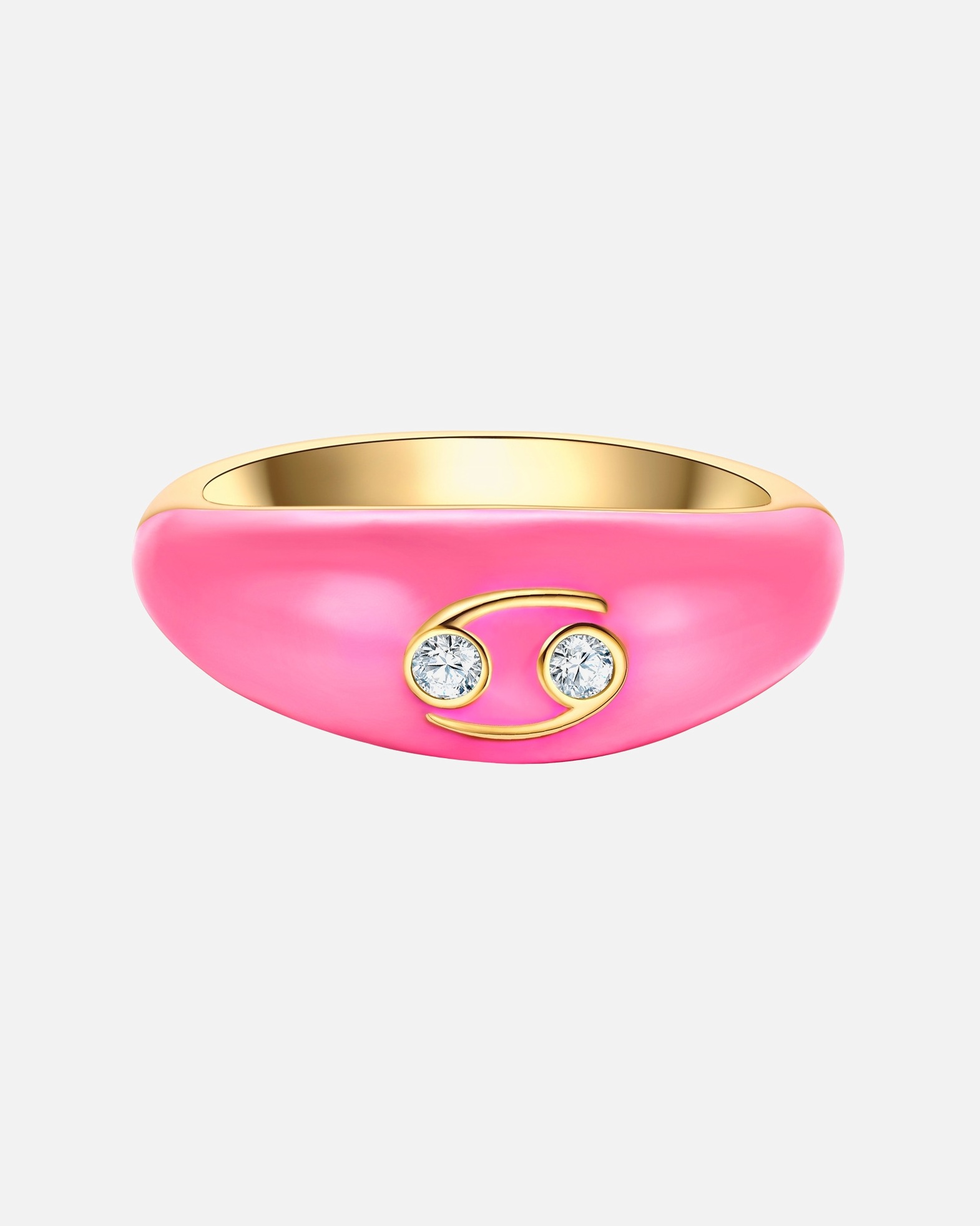 Ring für Weiblich Glanzstücke München Ring Sterling Silber gelbgold Zirkonia weiß Emaille rosa 48