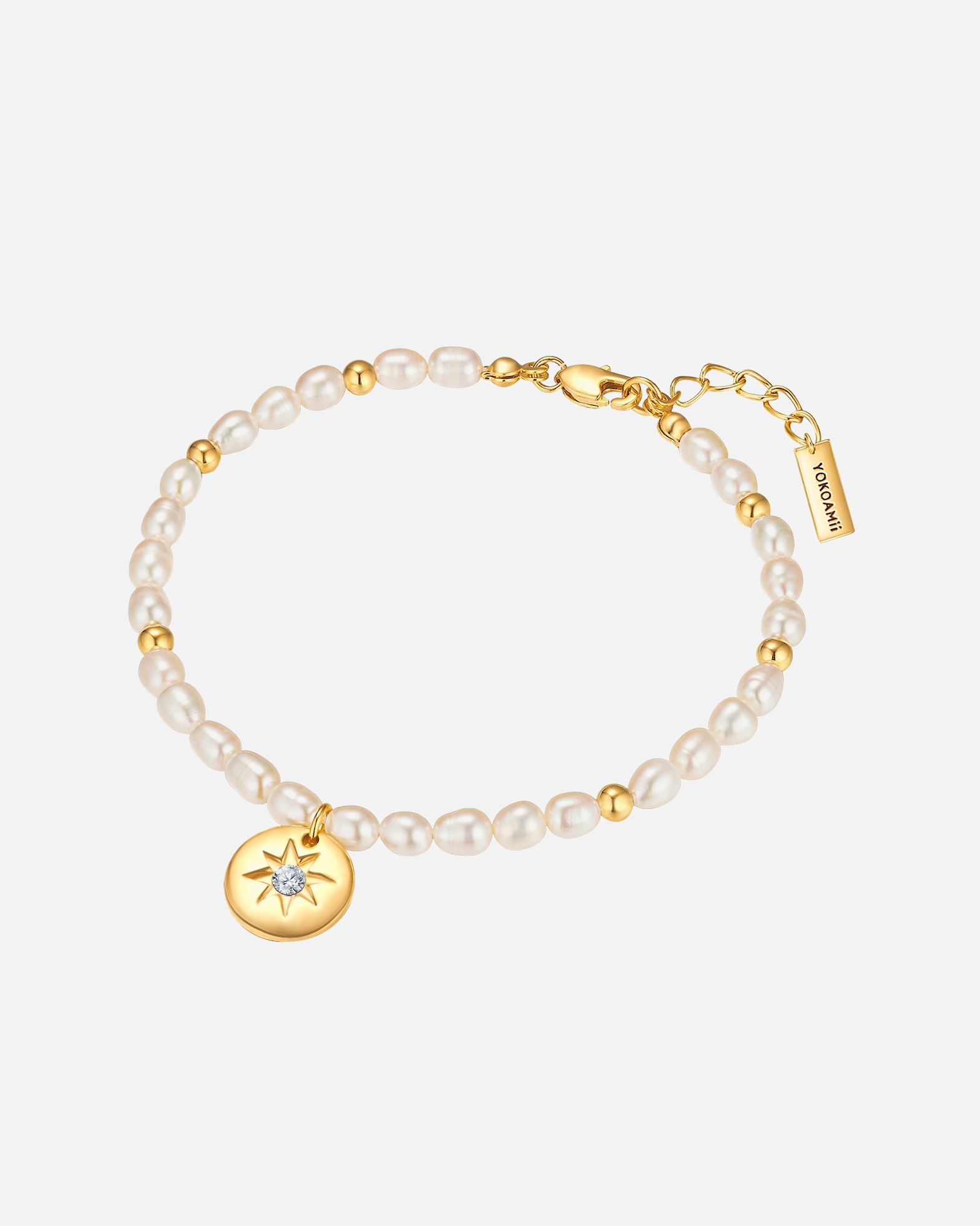 Armband für Weiblich Yokoamii Armband Metall Zirkonia Süßwasser-Zuchtperle in Gelbgold 1 Stück