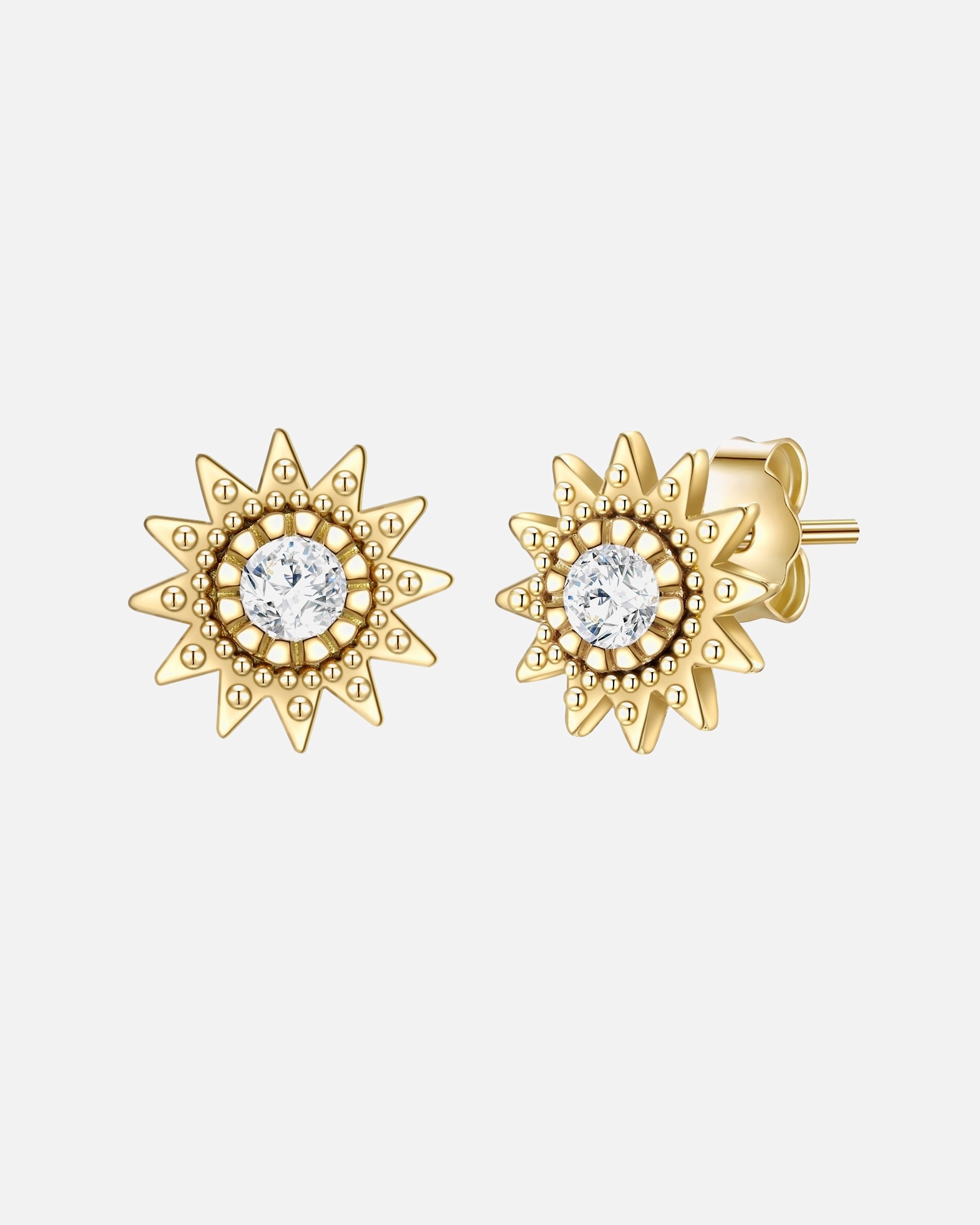 Ohrringe für Weiblich Glanzstücke München Ohrstecker Sonne Sterling Silber Zirkonia in Gelbgold 1 Stück