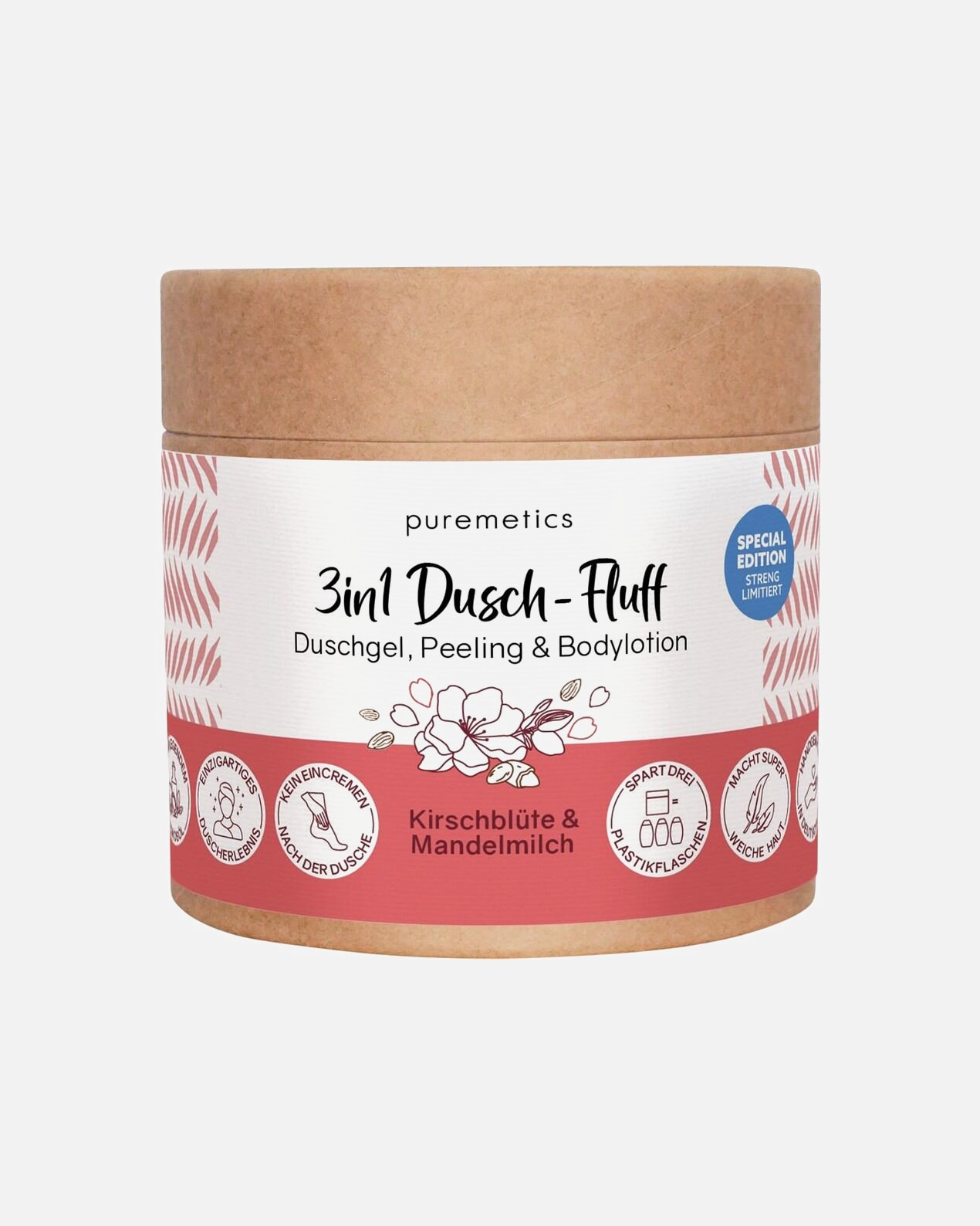 Duschgel für Unisex puremetics Dusch-Fluff Kirschblüte & Mandelmilch 250 g