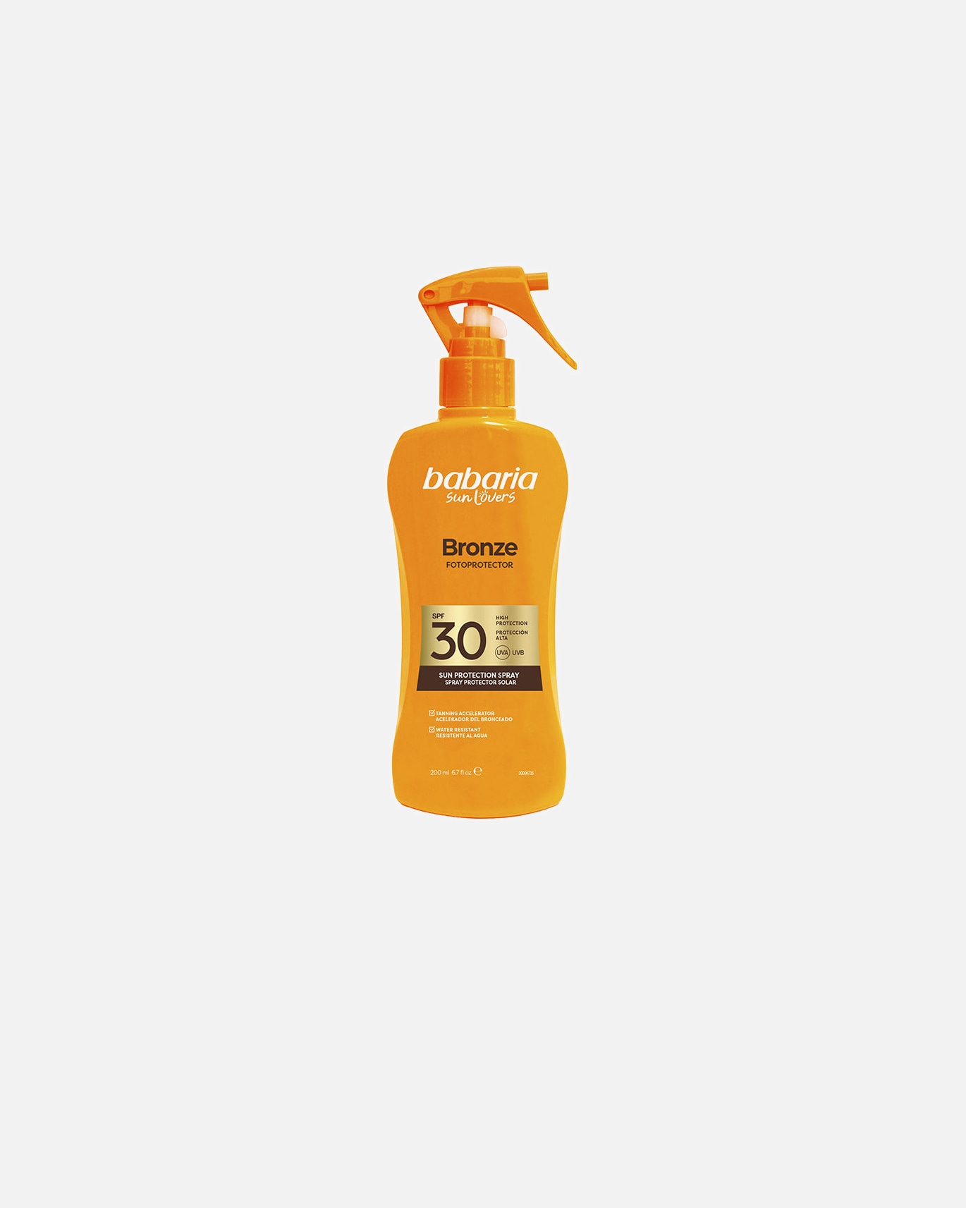 Sonnencreme für Unisex Babaria SUN LOVERS BRONZE Sonnenschutzspray LSF 30 200 ml