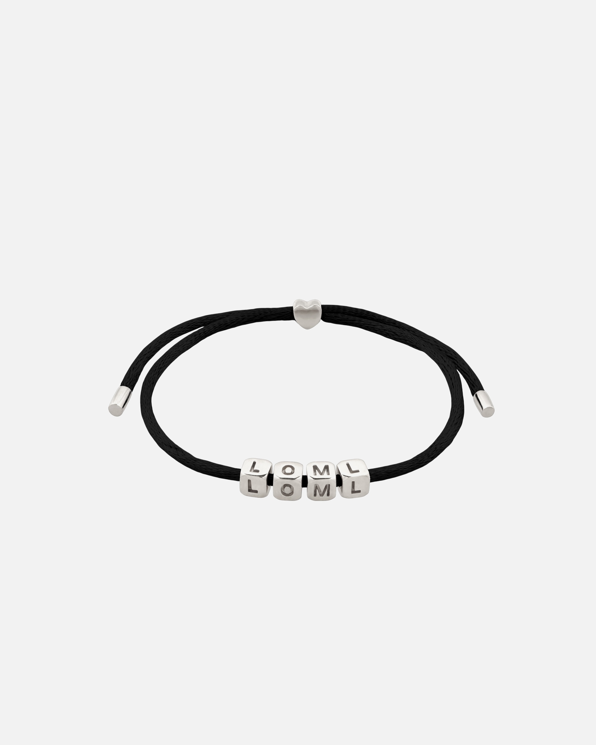 Armband für Weiblich Elli Herz LOML Lettering Sterling Silber vergoldet Schwarz