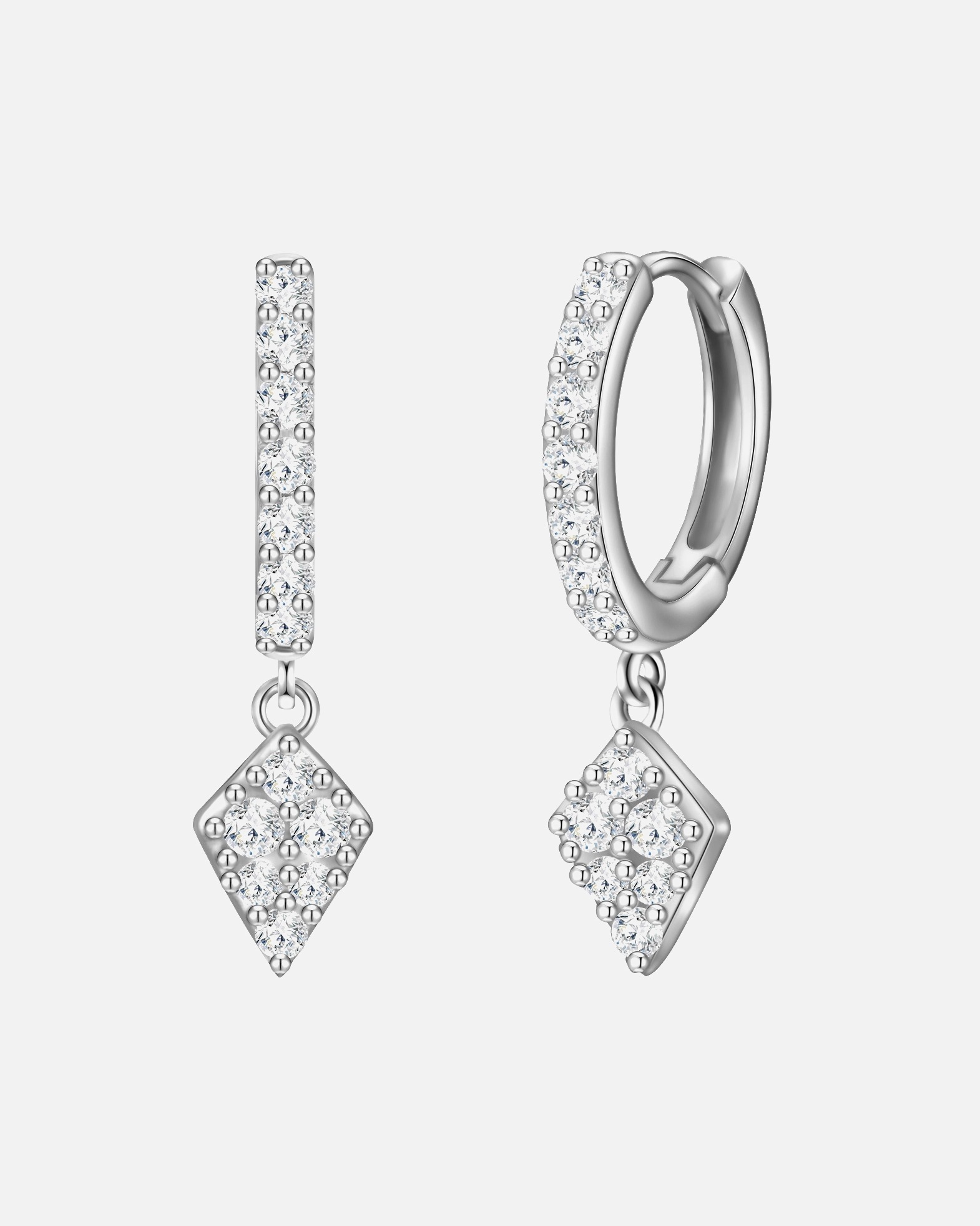 Creolen für Weiblich Glanzstücke München Creolen Raute Sterling Silber Zirkonia in Silber 1 Stück