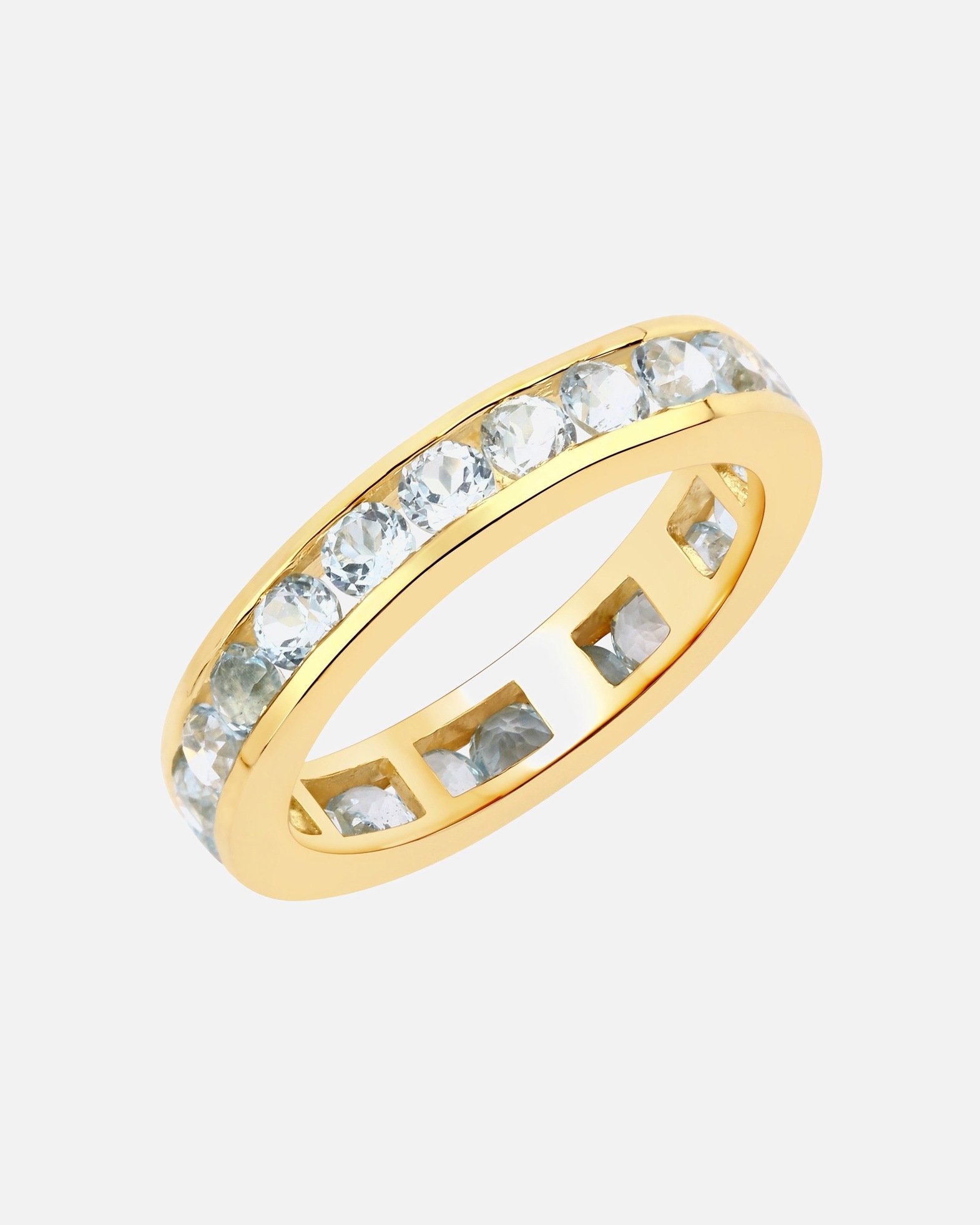 Ring für Weiblich Rafaela Donata Ring Sterling Silber Blautopas in Gelbgold 58