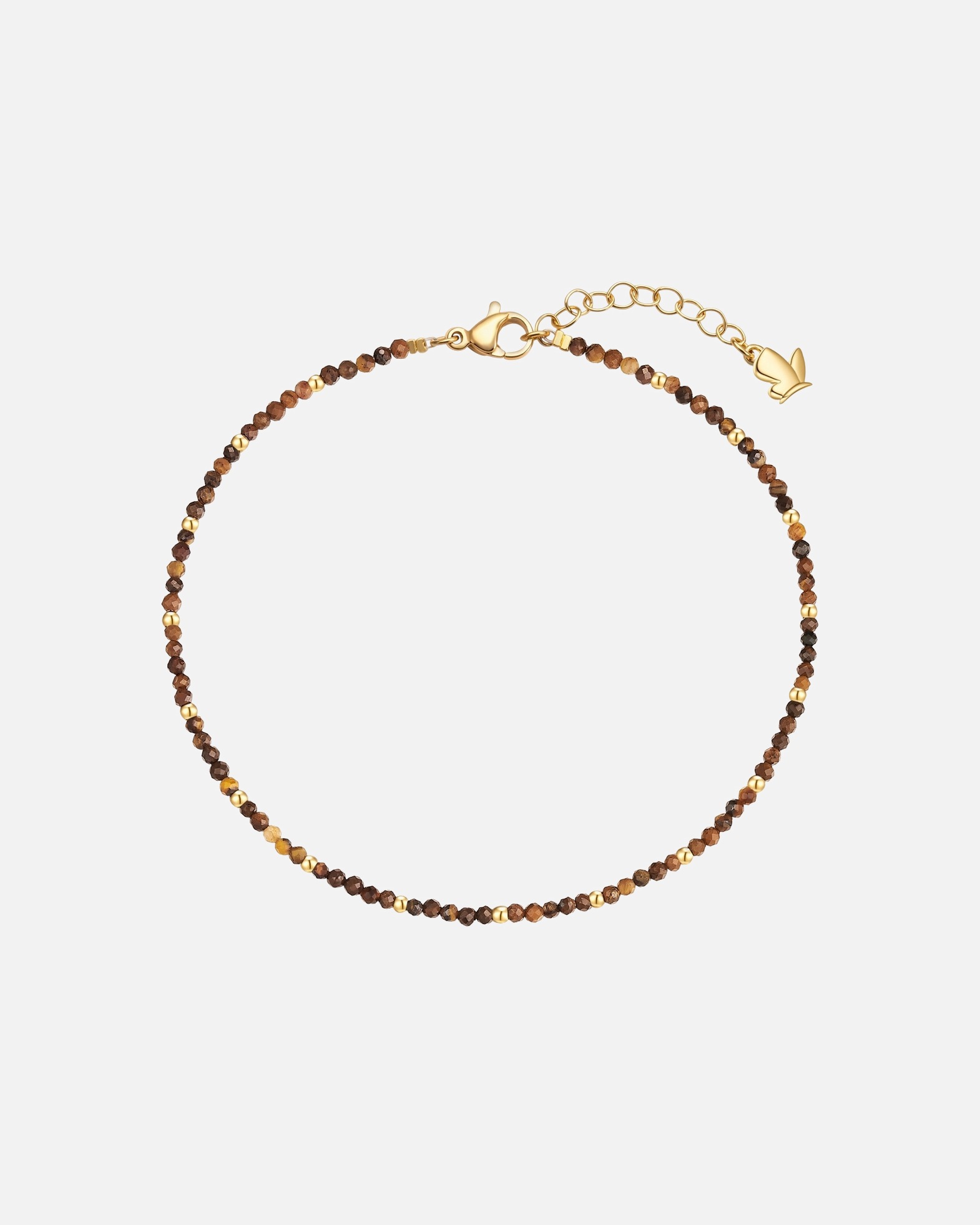 Schmuck für Weiblich Glanzstücke München Edelsteinfusskette aus Edelstahl in Gelbgold mit Tigerauge 22,0 cm Basislänge + 3,0 cm Verlängerung