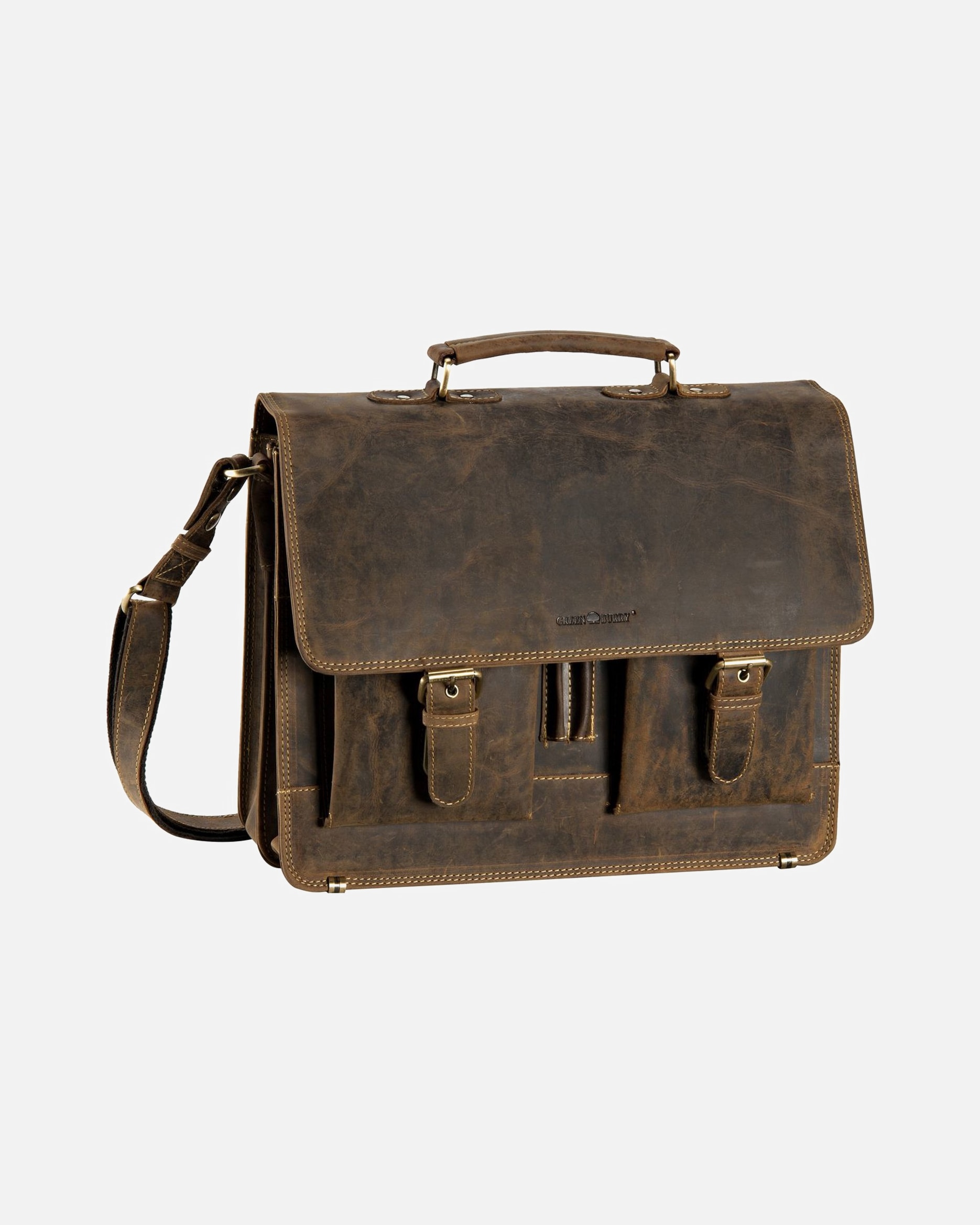 Laptoptasche für Männlich Greenburry Aktentasche Vintage Sattelbraun