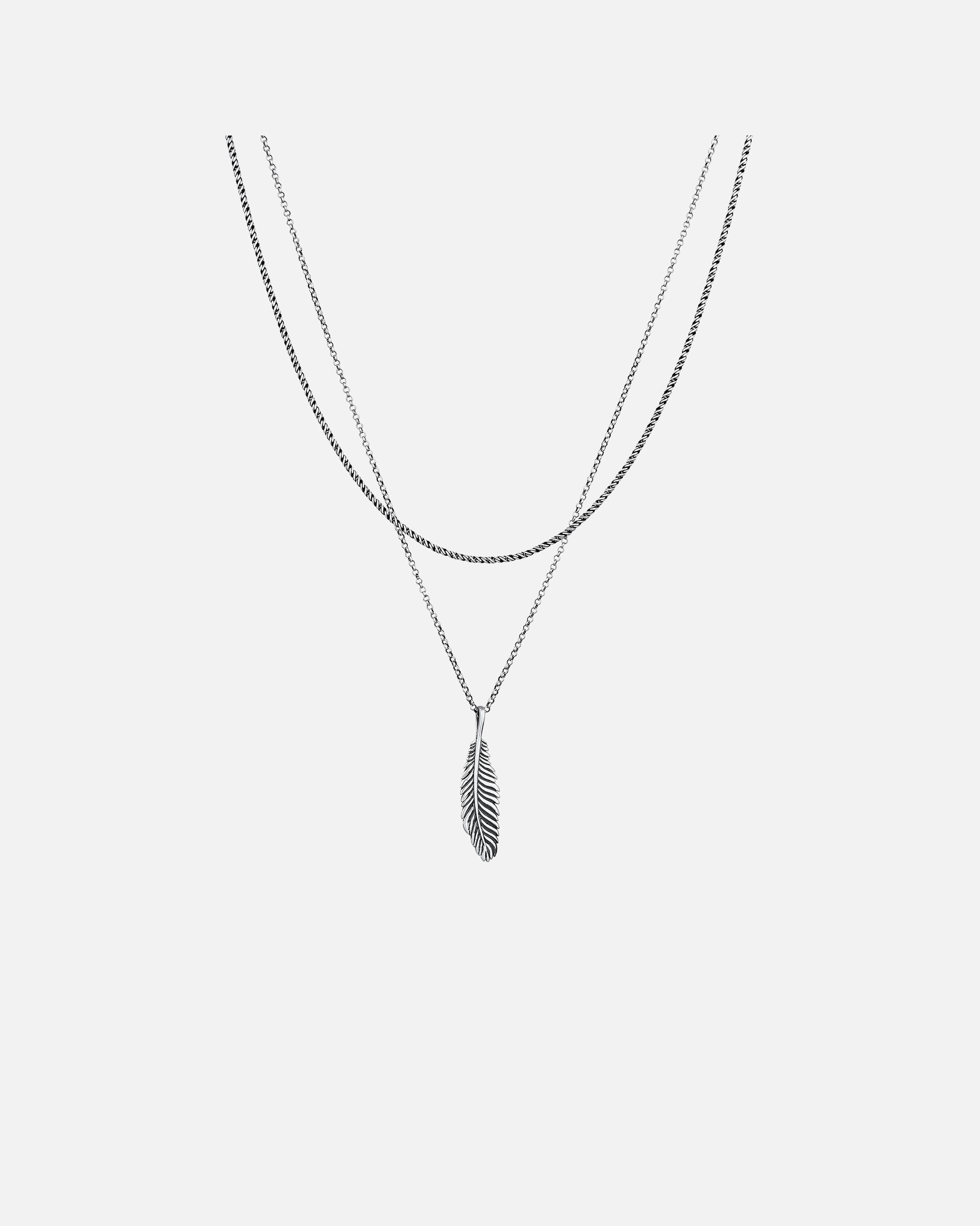 Halskette für Männlich KUZZOI Layer Feder Anhänger 925 Sterling Silber oxidiert 1 Stück
