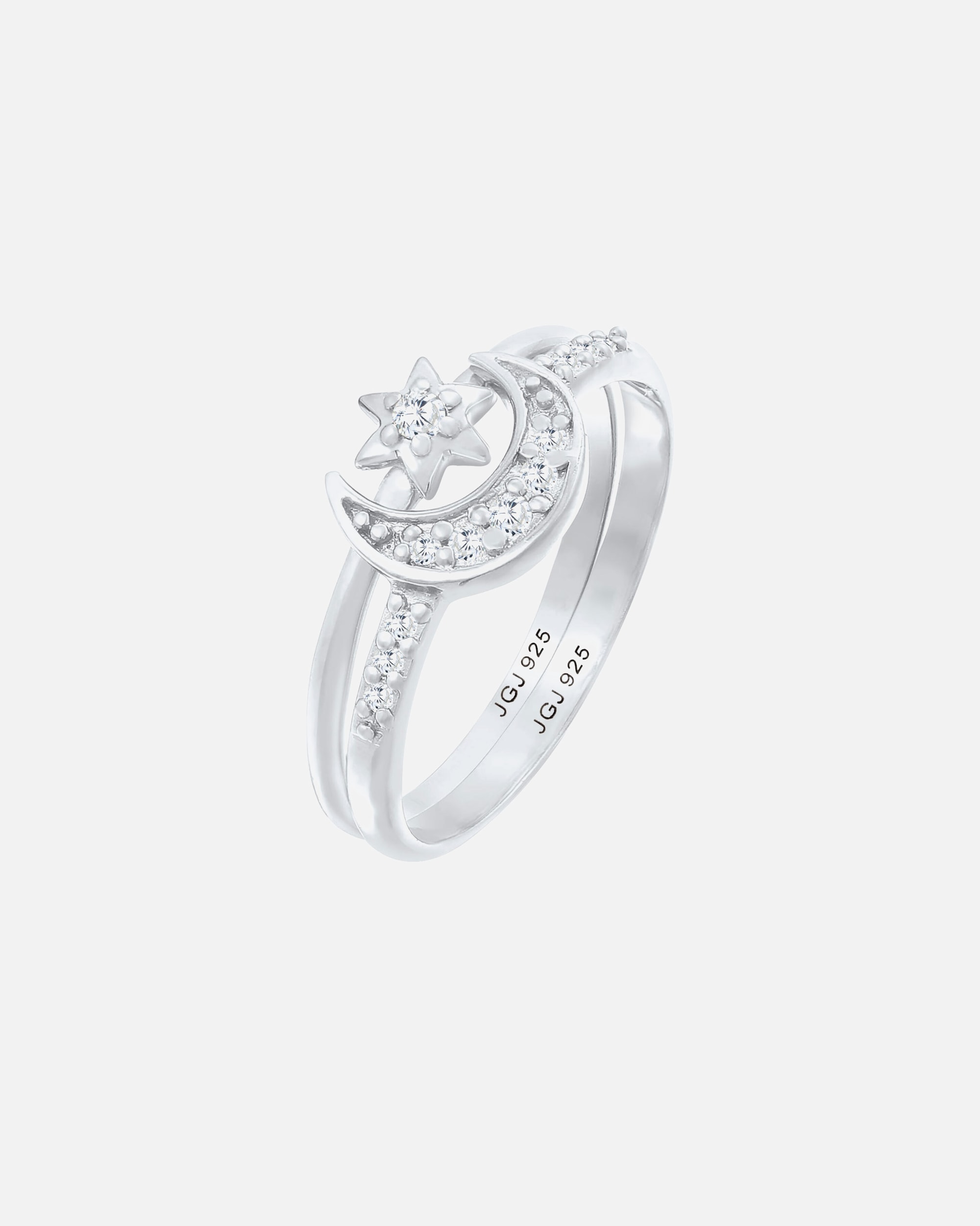 Ring für Weiblich Elli Elli Ring Stern Mond Zirkonia Stapelring 2er Set 925 Silber 58