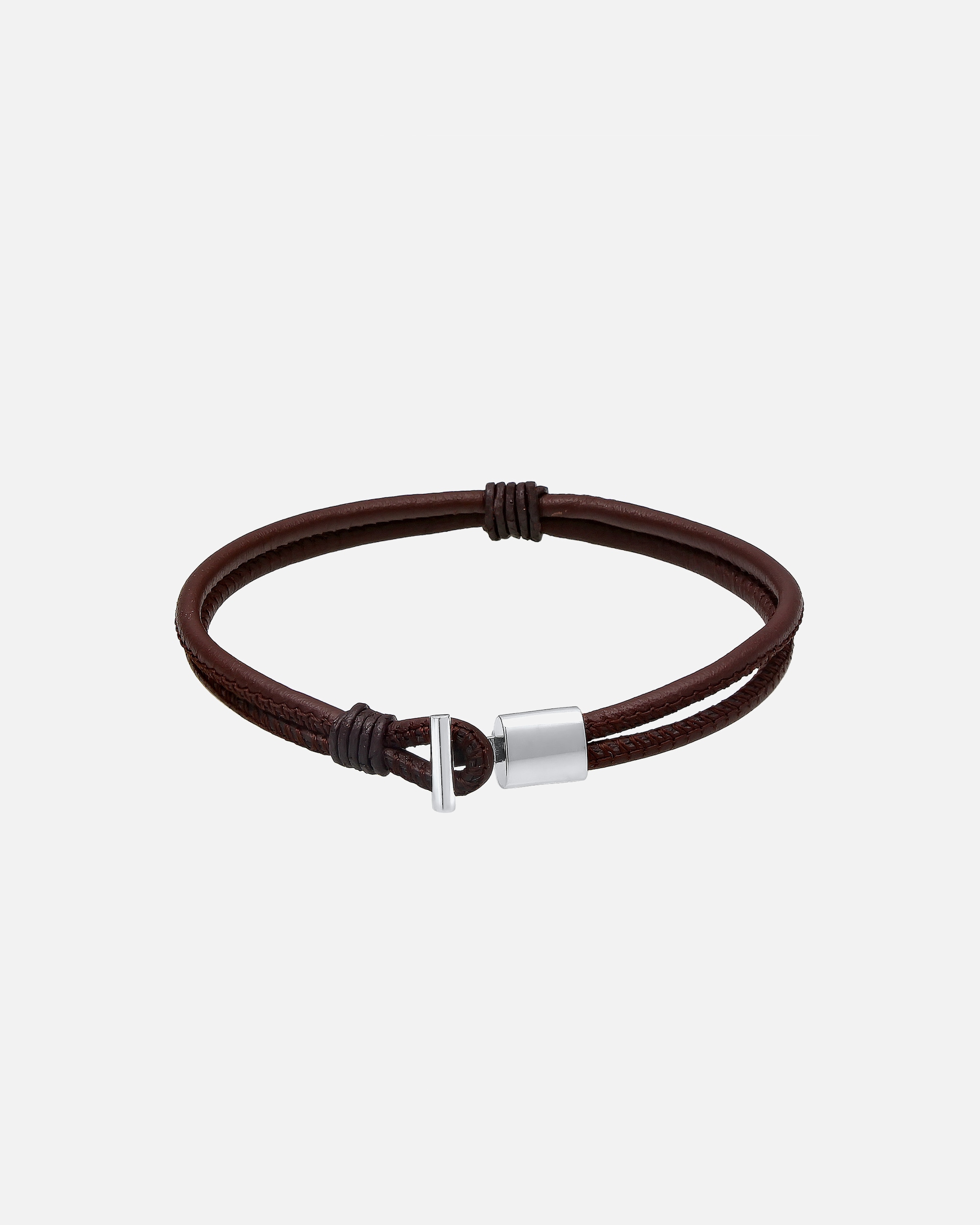 Armband für Männlich Herren Echtleder Knoten Haken Schwarz 925er Silber 1 Stück