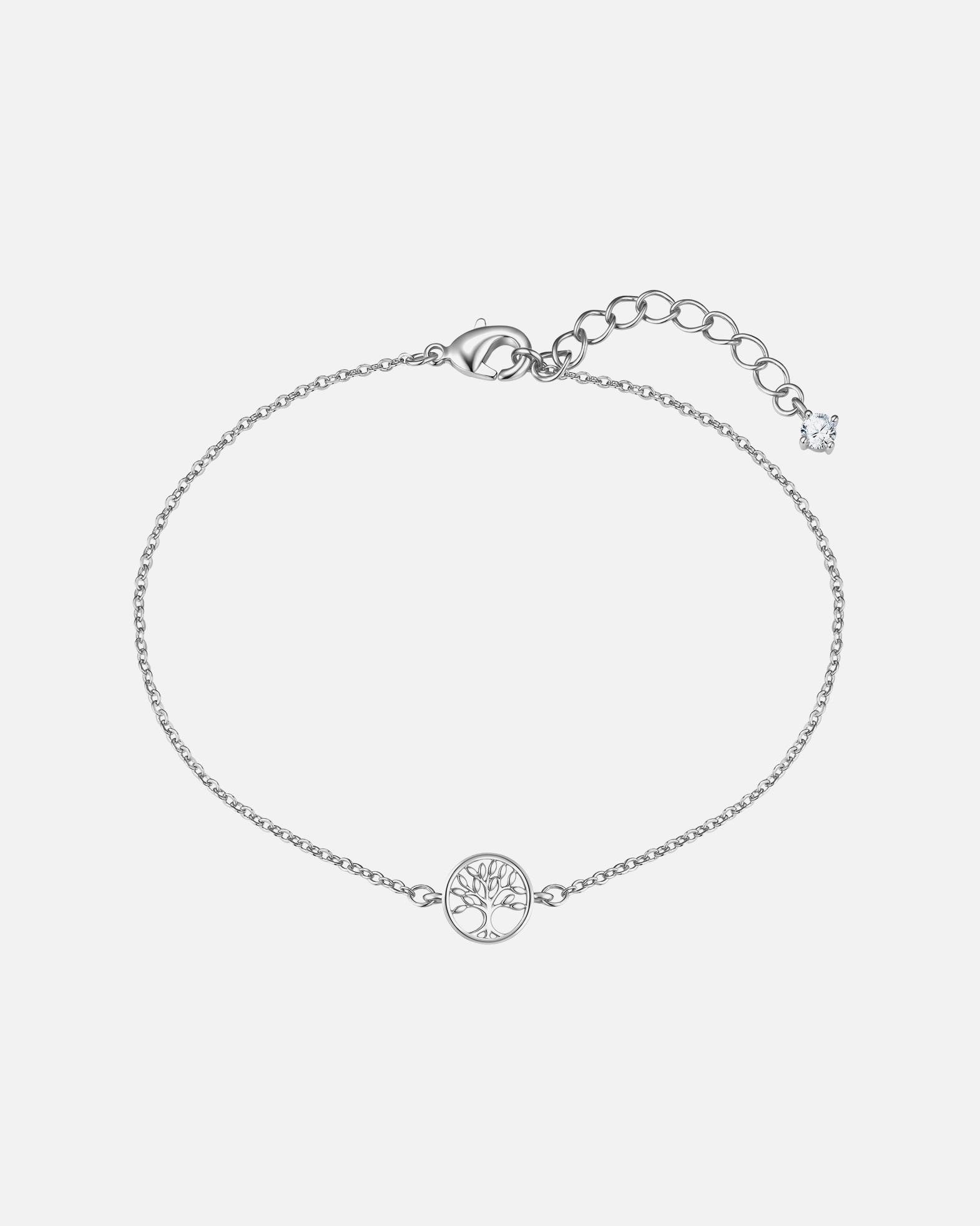 Armband für Weiblich Lulu & Jane Armband Lebensbaum aus Messing in silber mit Zirkonia 17,0 cm Basislänge + 3,0 cm Verlängerung