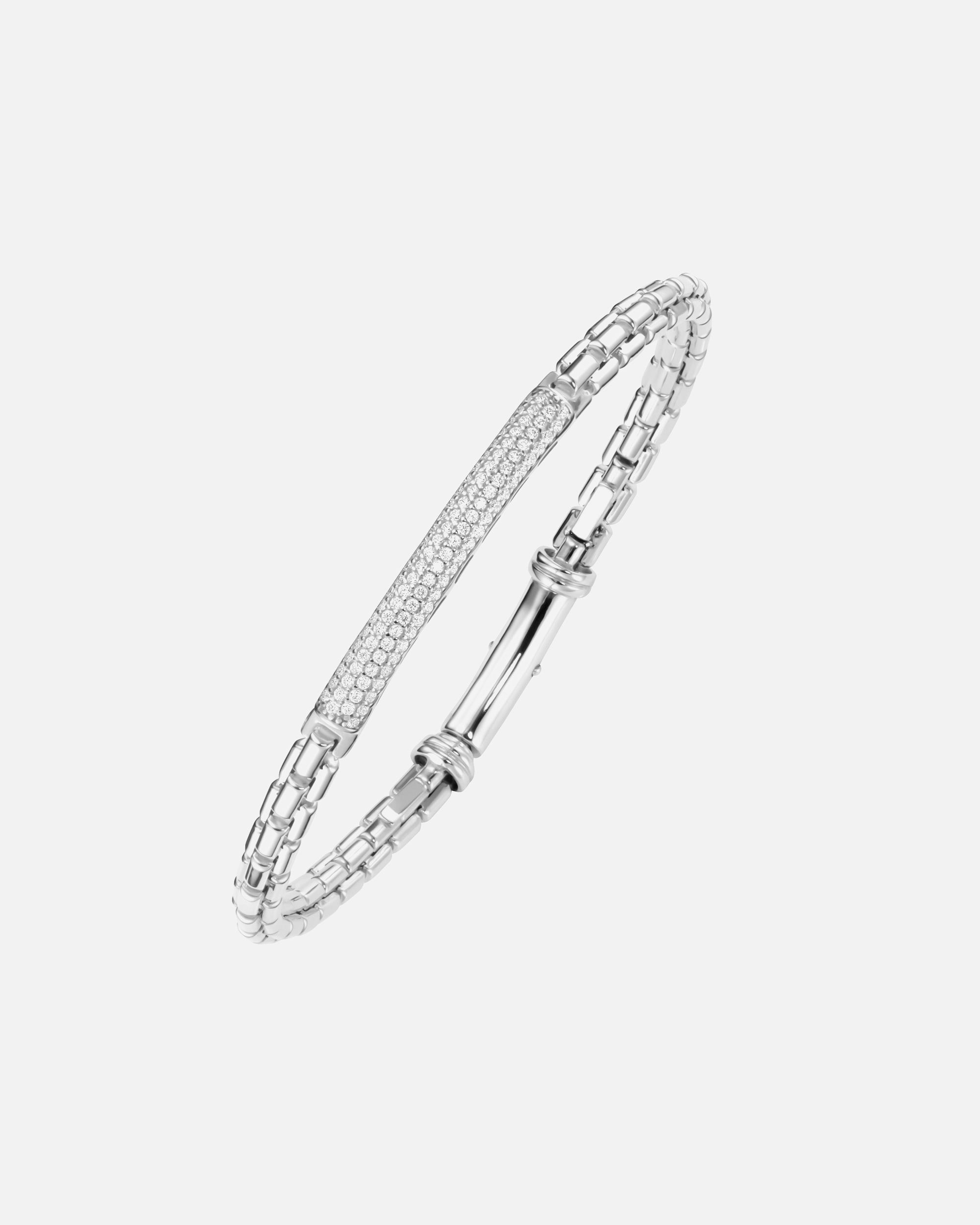 Armreif für Unisex Armspange in Kettenoptik, mit weißen Zirkonia, Silber 925 Silber