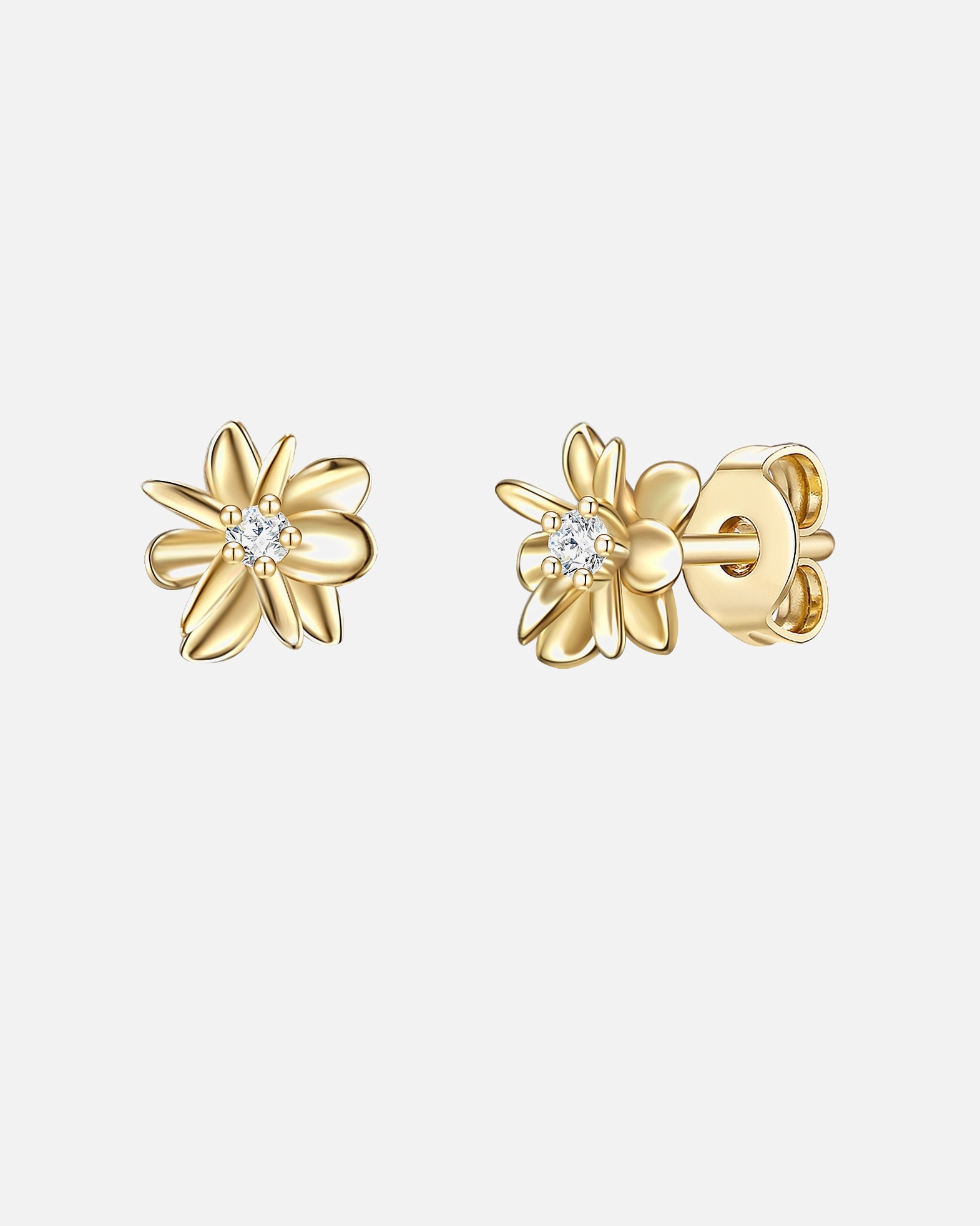 Ohrringe für Weiblich Glanzstücke München Ohrstecker Blüte Sterling Silber Zirkonia in Gelbgold 1 Stück