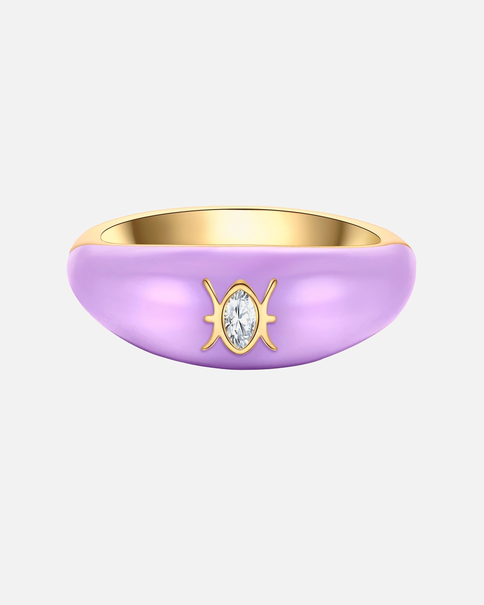 Ring für Weiblich Glanzstücke München Ring Sternzeichen Fische aus Sterling Silber in Gelbgold mit Zirkonia 54