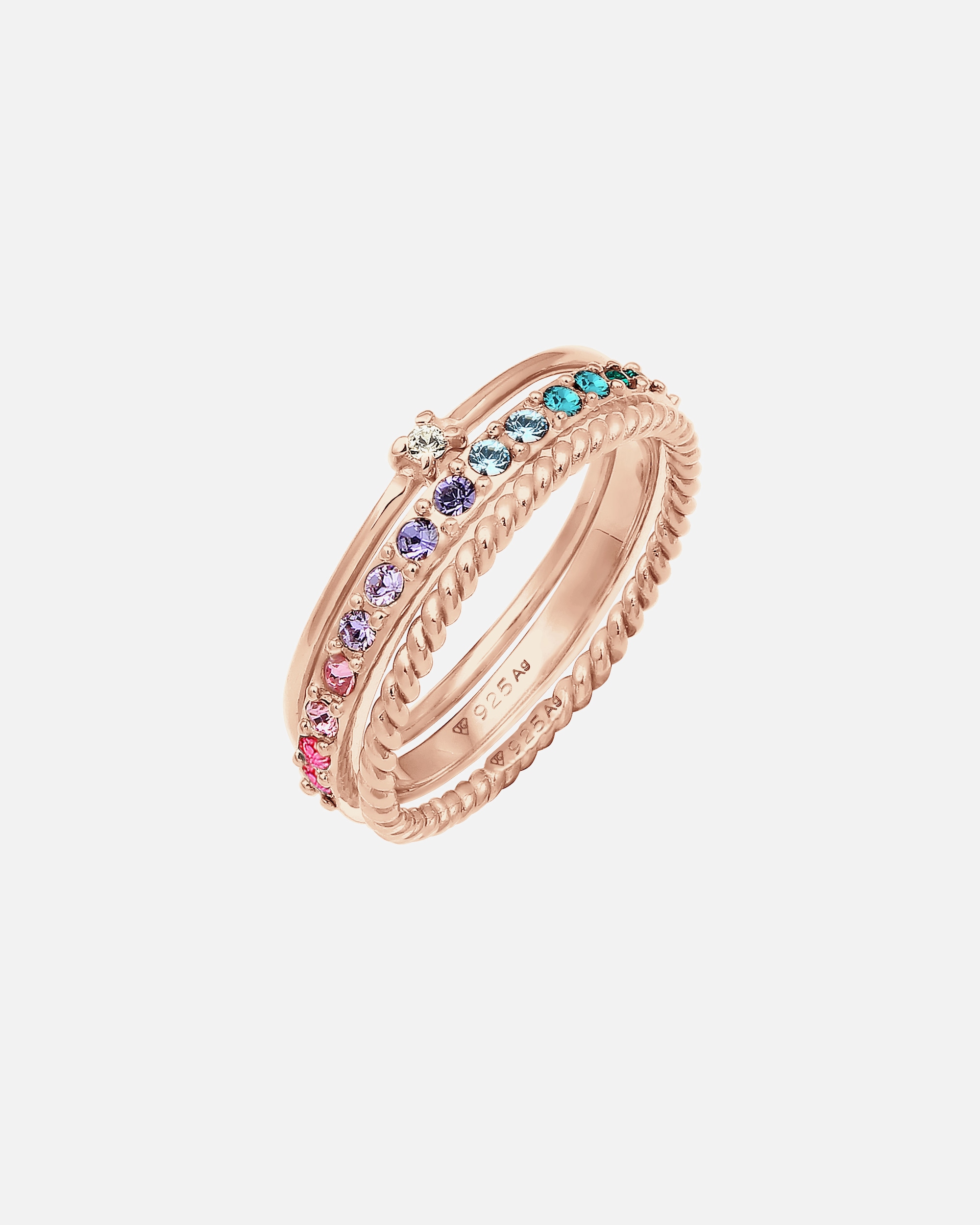 Ring für Weiblich Elli Set Multi-Color Pastell Kristalle 925 Silber 52