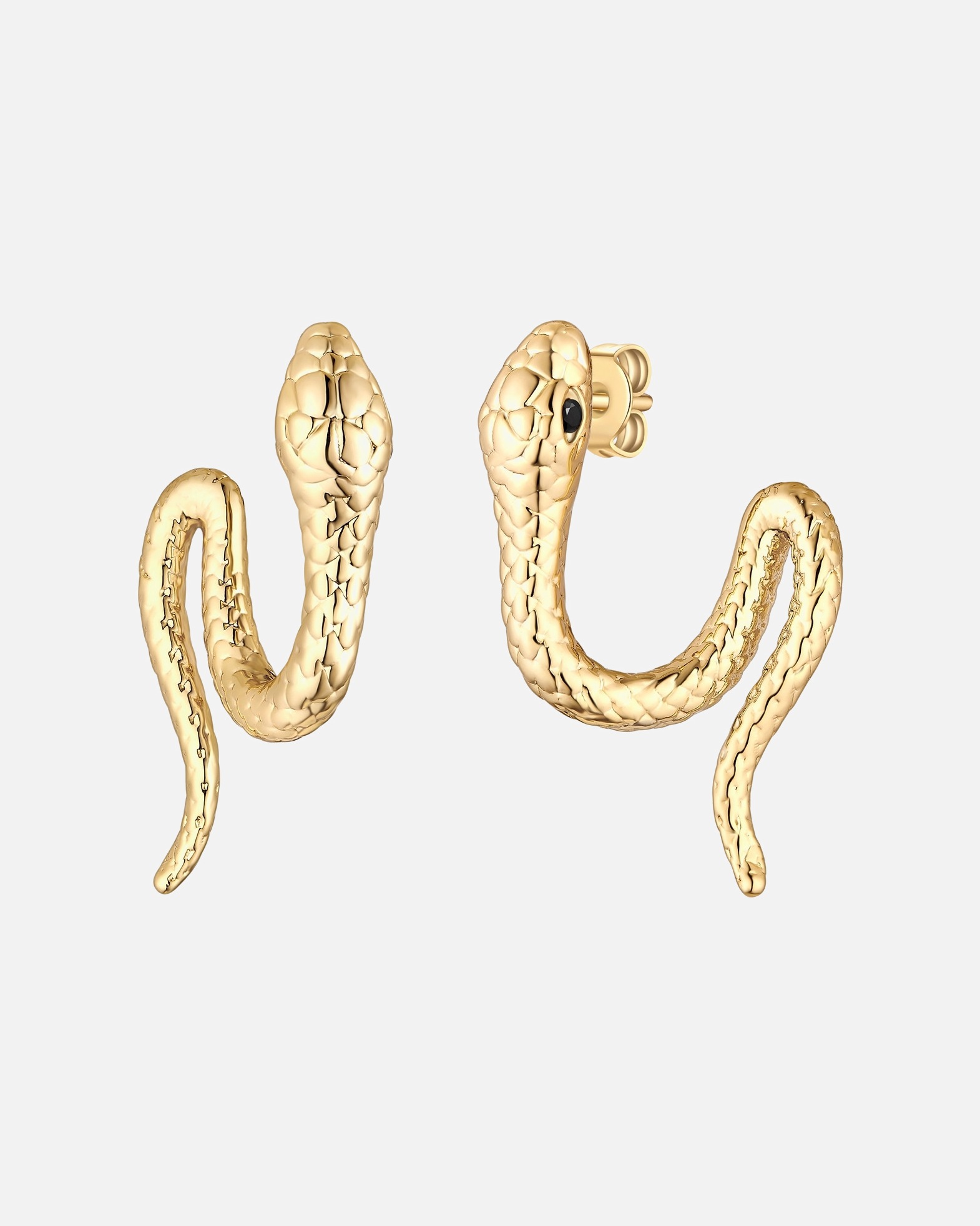 Creolen für Weiblich Yokoamii Creolen Schlange aus Messing in gelbgold mit Zirkonia 29,2 mm