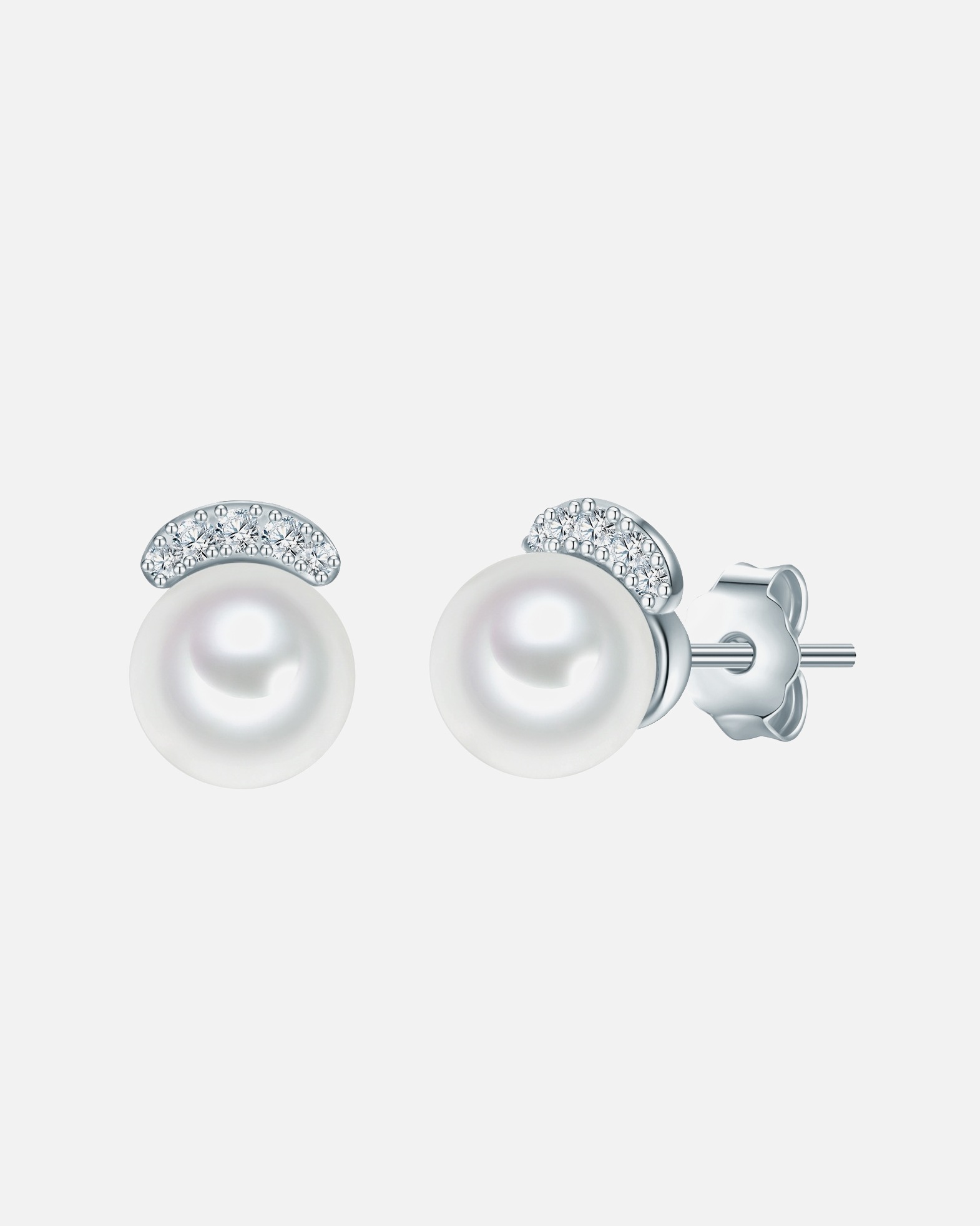Ohrringe für Weiblich Valero Pearls Perlen-Ohrstecker Sterling Silber Zirkonia Süßwasser-Zuchtperle in Silber 1 Stück