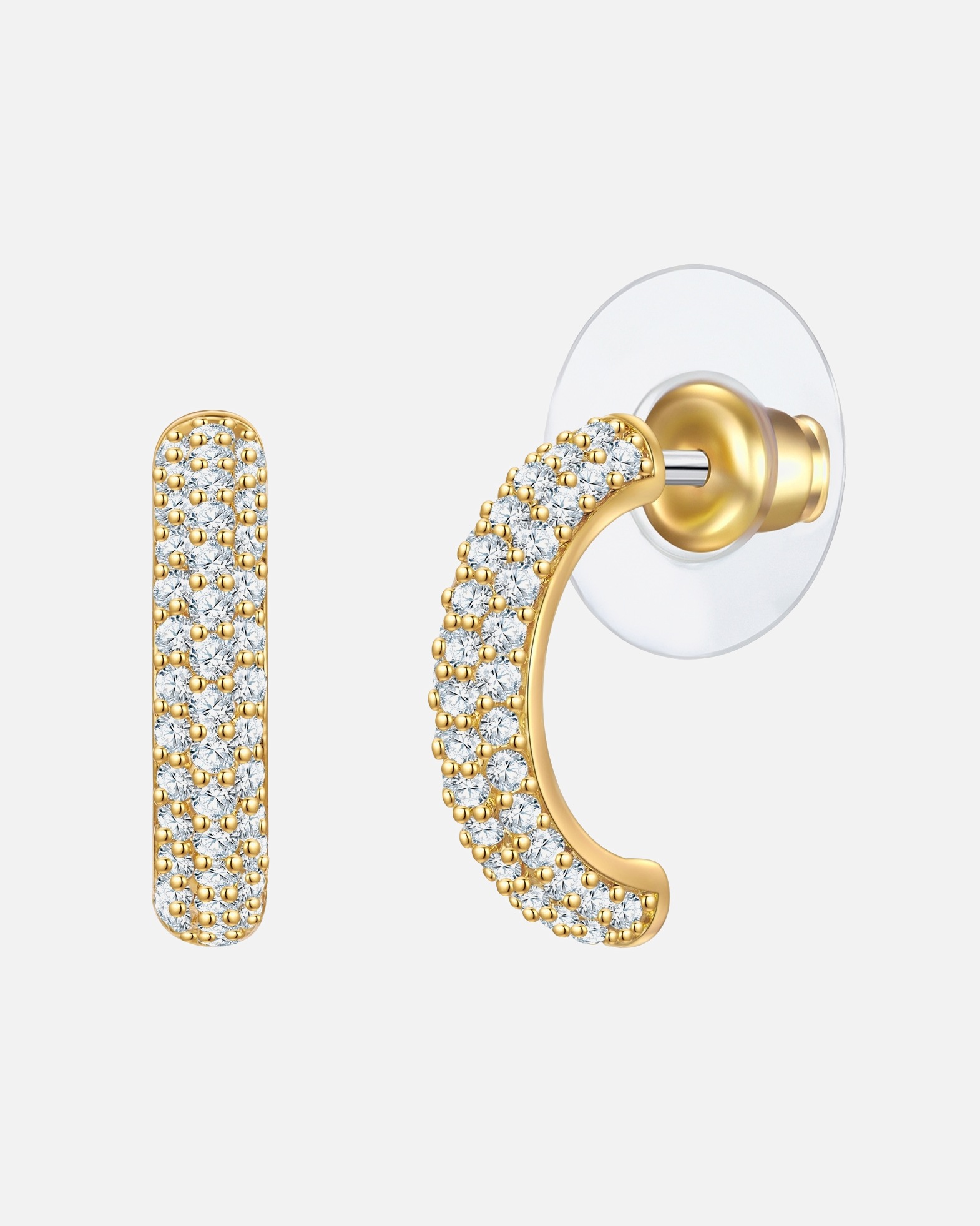 Creolen für Weiblich Yokoamii Creolen aus Messing in Gelbgold mit Zirkonia 1 Stück