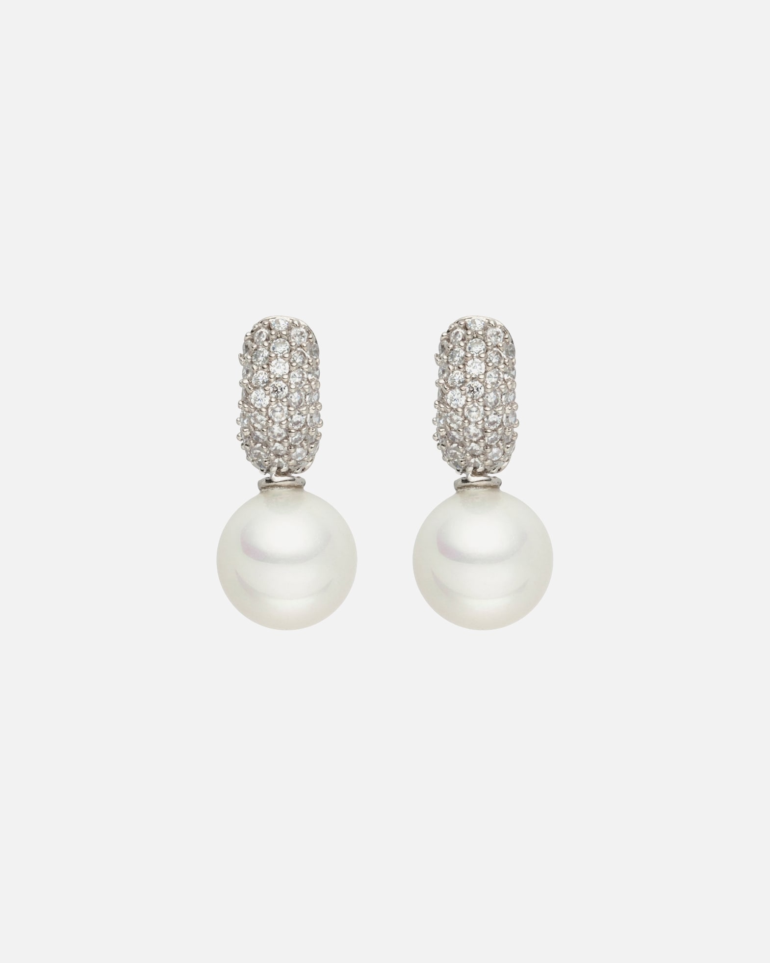 Creolen für Weiblich Lulu & Jane Perlen-Creolen Messing Zirkonia Muschelkernperle in Silber 1 Stück
