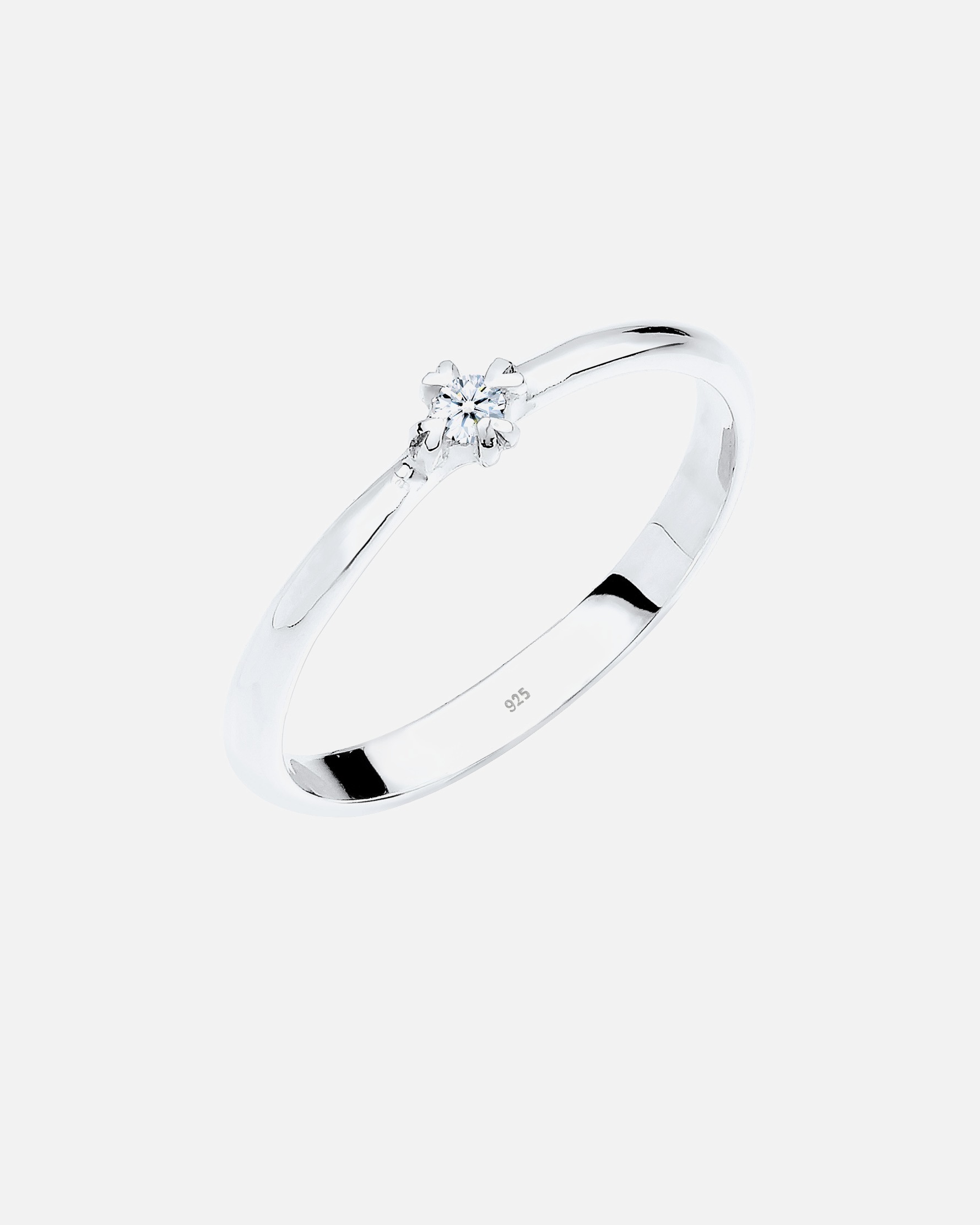Ring für Weiblich Elli DIAMONDS Solitär Herz Verlobung Diamant 0.03 ct. 925 Silber 54