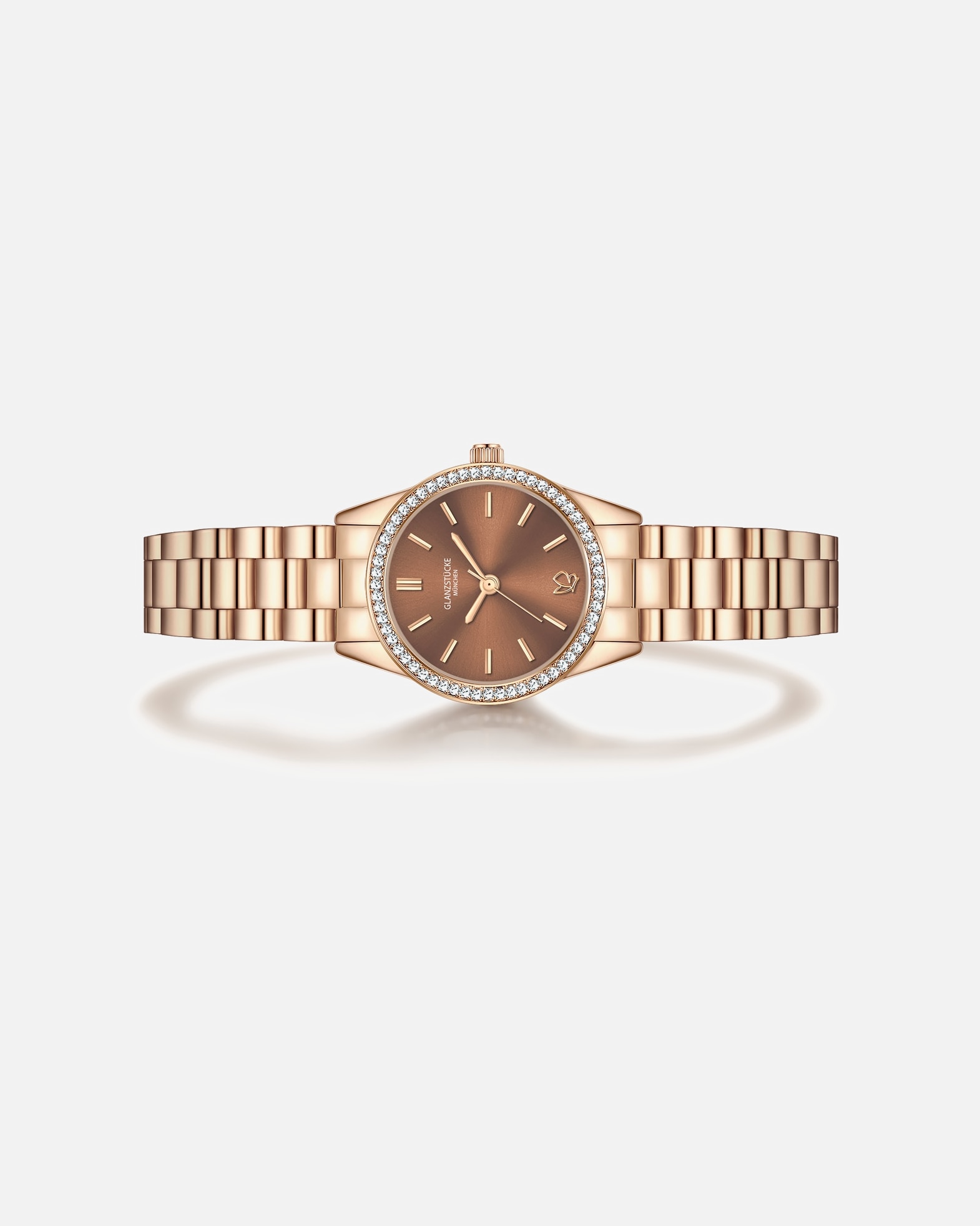 Uhr für Weiblich Glanzstücke München Armband-Uhr aus Edelstahl in roségold 25,0 mm