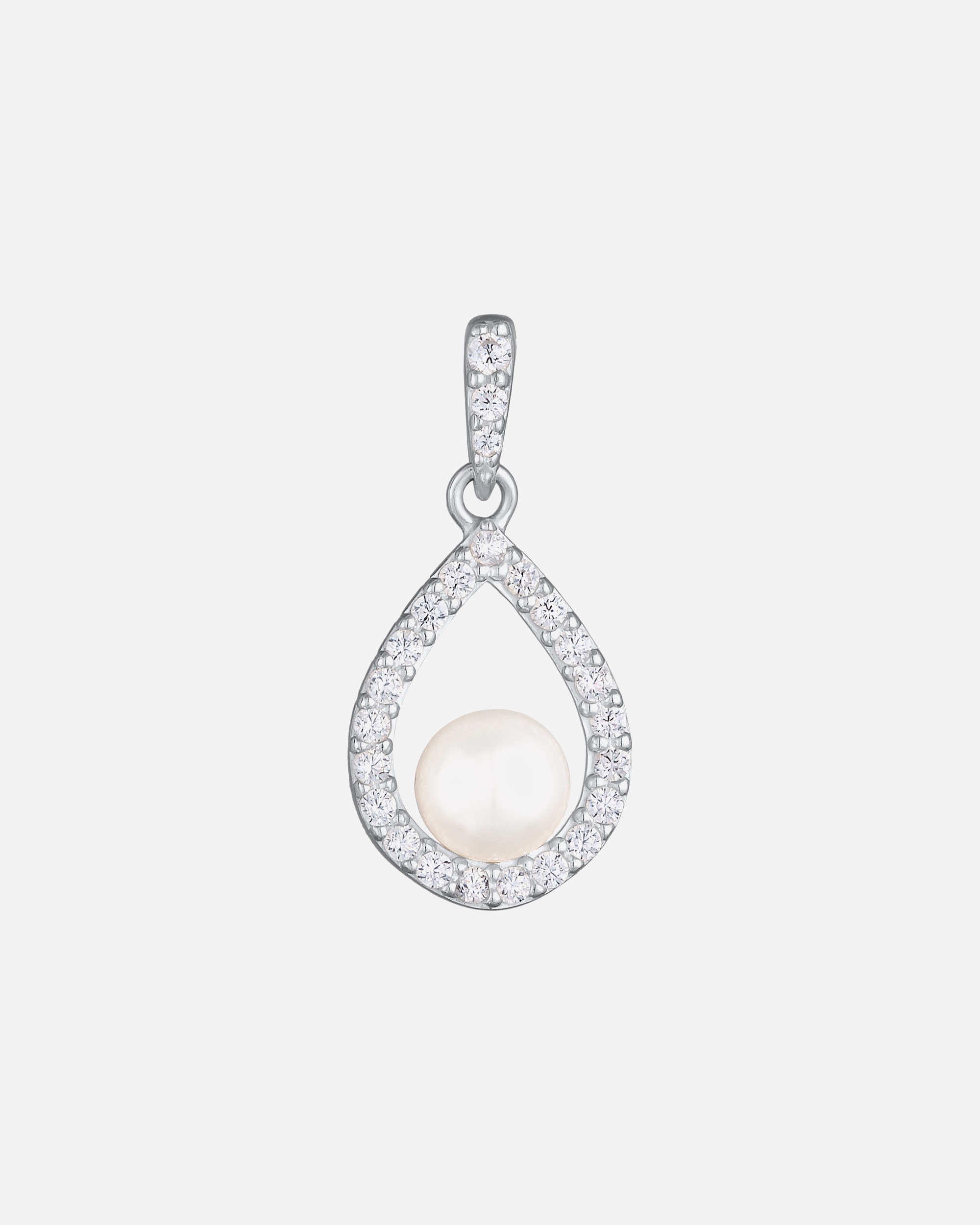 Schmuckanhänger für Weiblich Nenalina Süßwasserperle Zirkonia Tropfenform 925 Silber 1 Stück