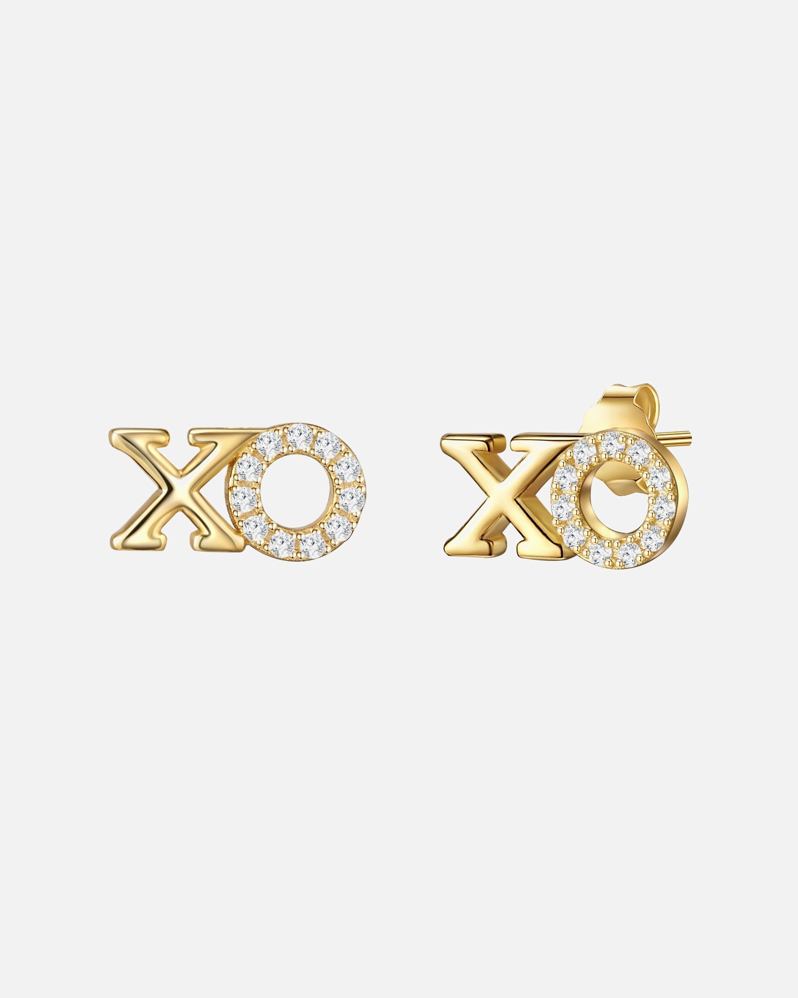 Ohrringe für Weiblich Lulu & Jane Ohrstecker XO aus Messing in Gelbgold mit Zirkonia 5,7 mm
